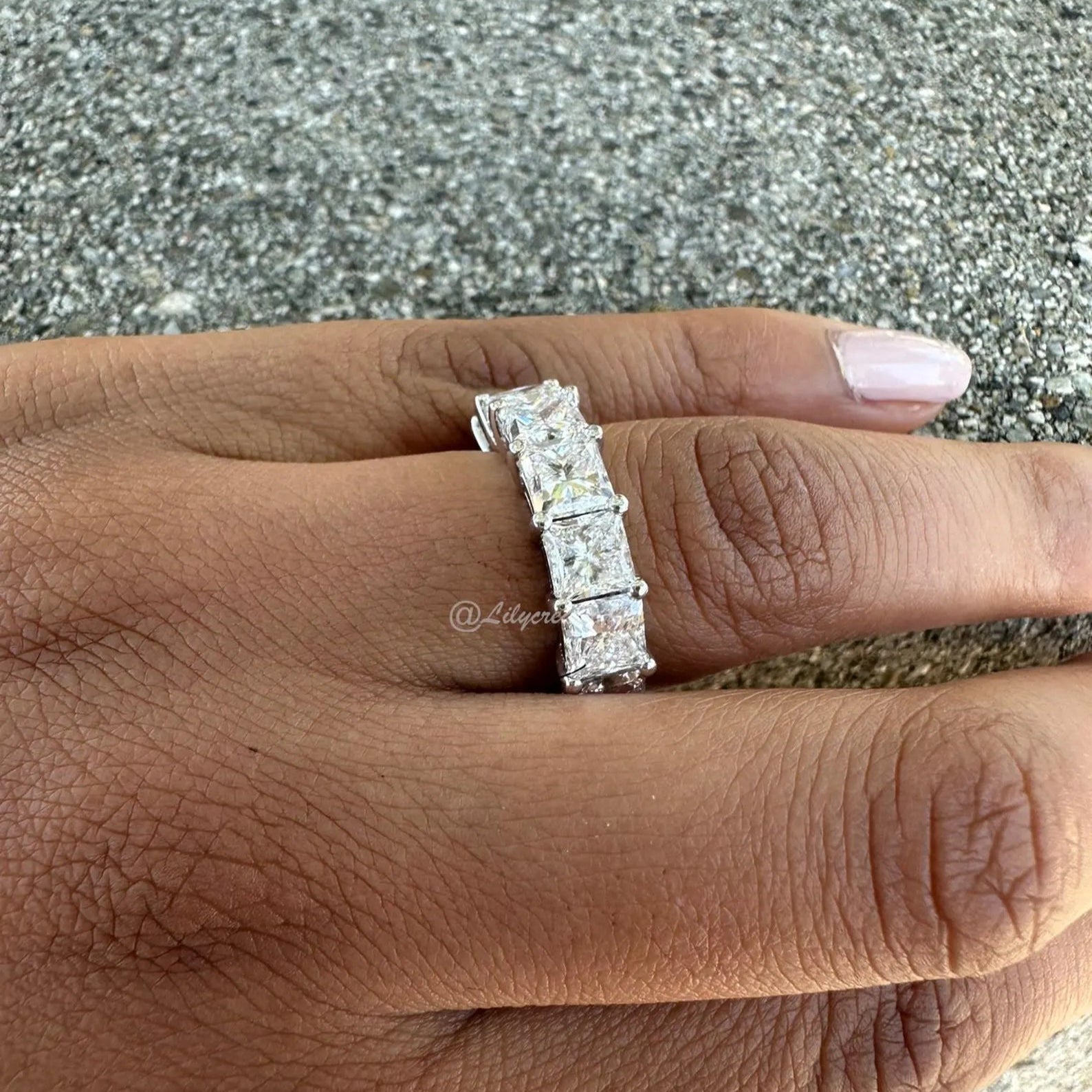 8 Carat Princess Cut Diamond Eternity Band