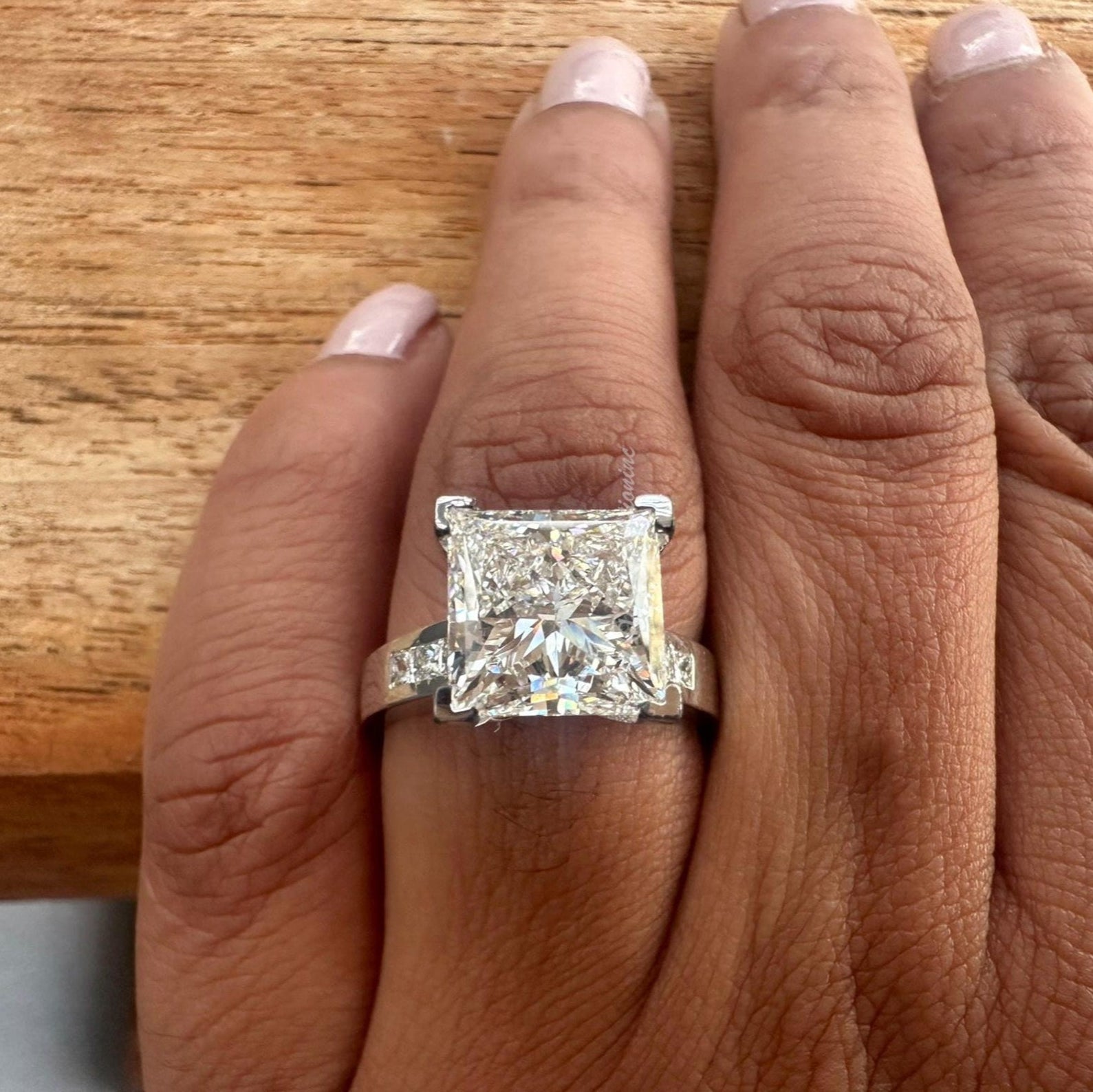 Princess Cut Diamond Engagement Ring With Side Diamonds