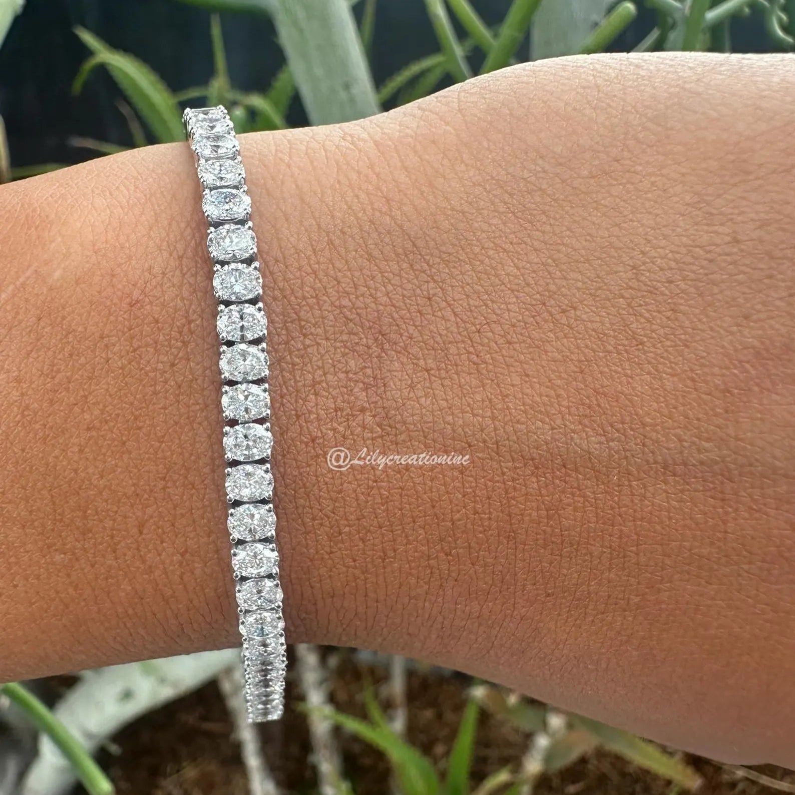 10 Carat Oval Lab Grown Diamond Tennis Bracelet