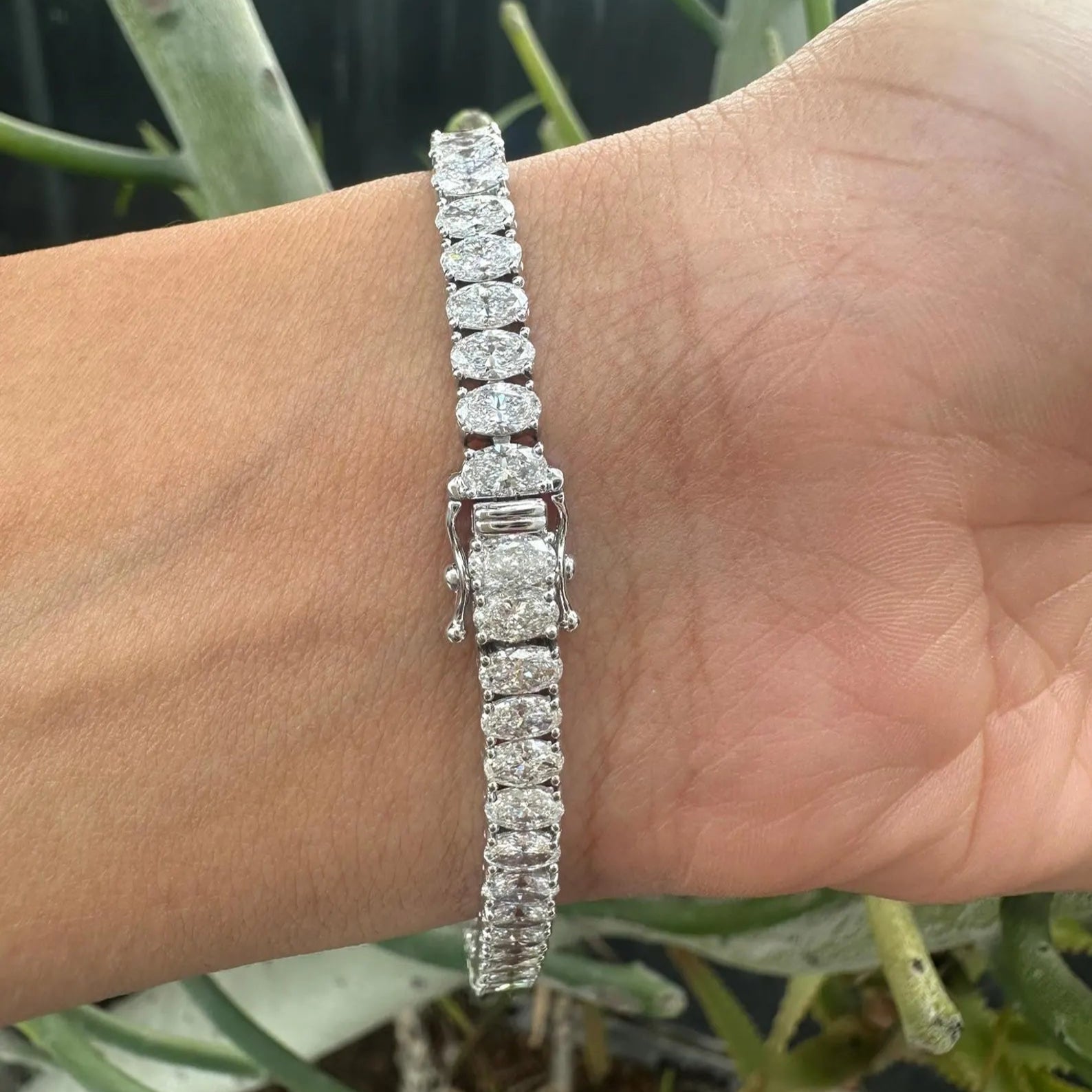15 Carat Oval Lab Grown Diamond Tennis Bracelet