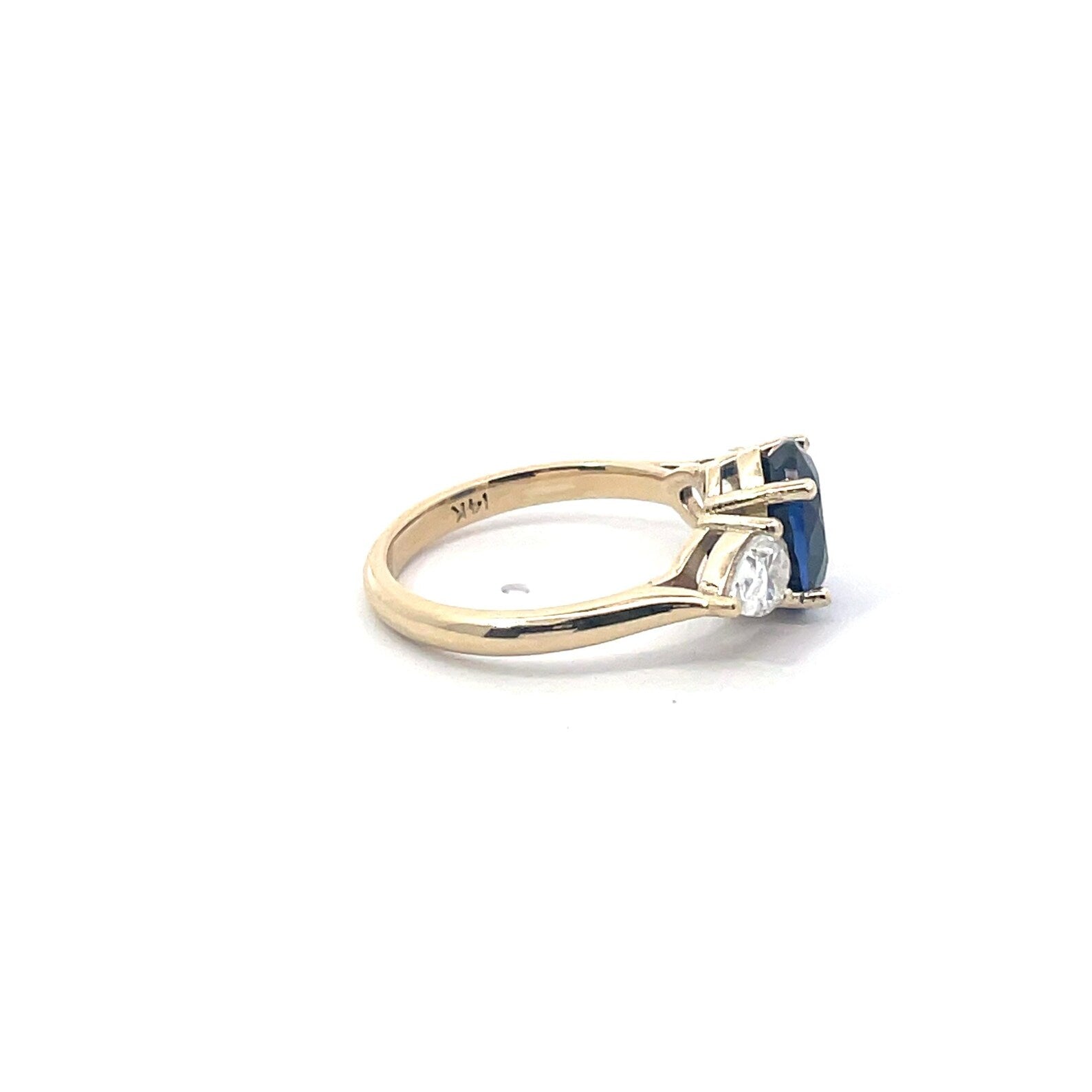 3 Stone Oval Cut Sapphire Diamond Engagement Ring
