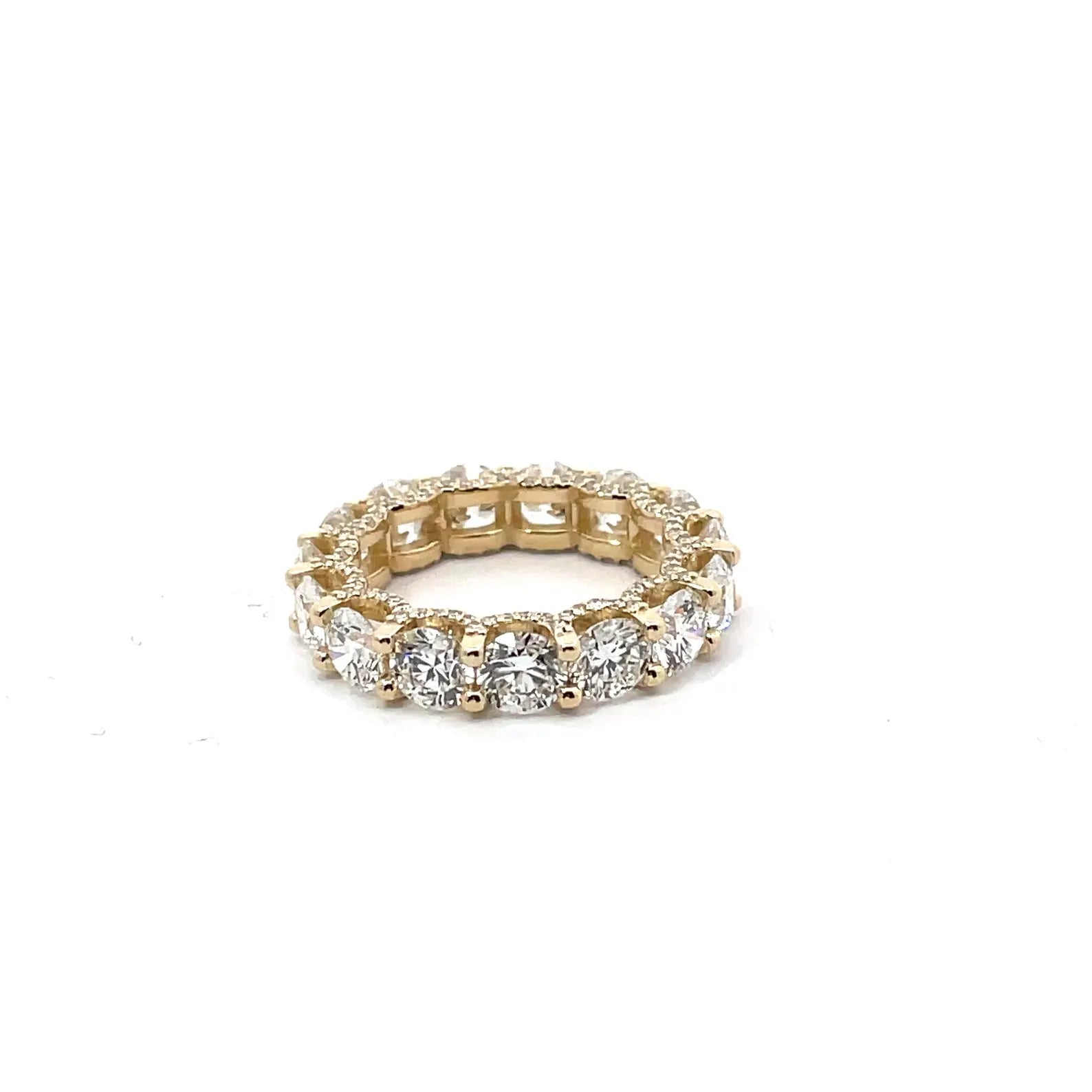 5 Carat Round U Prong Diamond Eternity Band With Side Diamonds