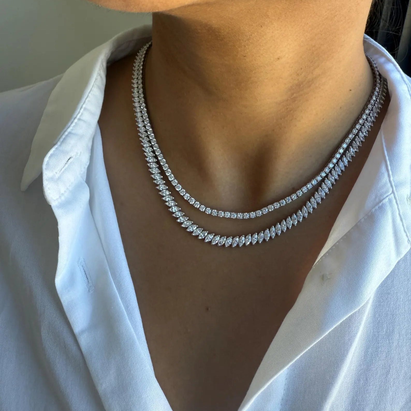 17 Carat Marquee Lab Grown Diamond Tennis Necklace