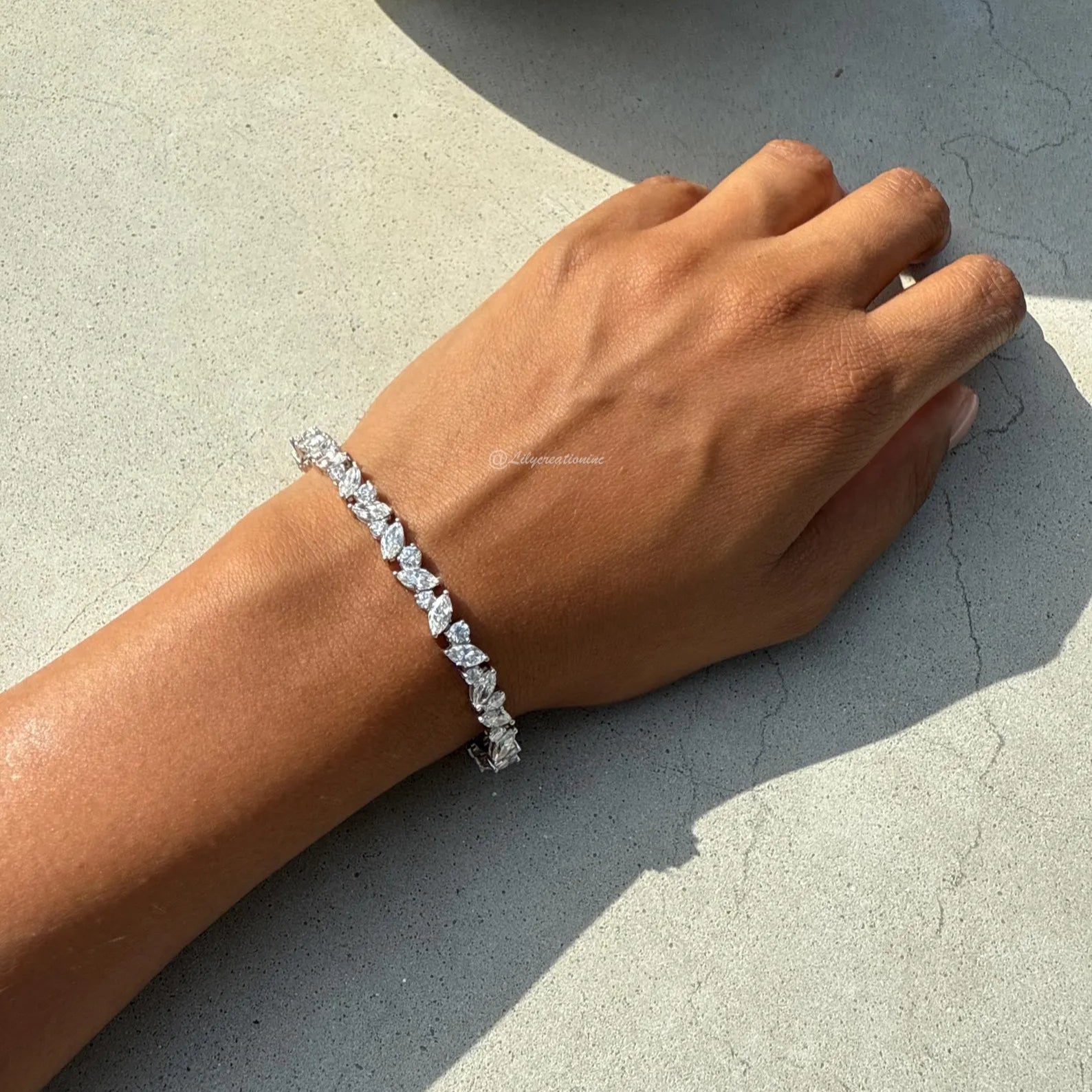 10 Carat Marquee and Round Lab Grown Diamond Tennis Bracelet