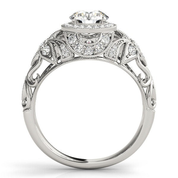 Art Deco Diamond Engagement Ring, Vintage Diamond Engagement Ring, Womens Vintage Engagement Ring. 14K White Gold Engagement Ring.
