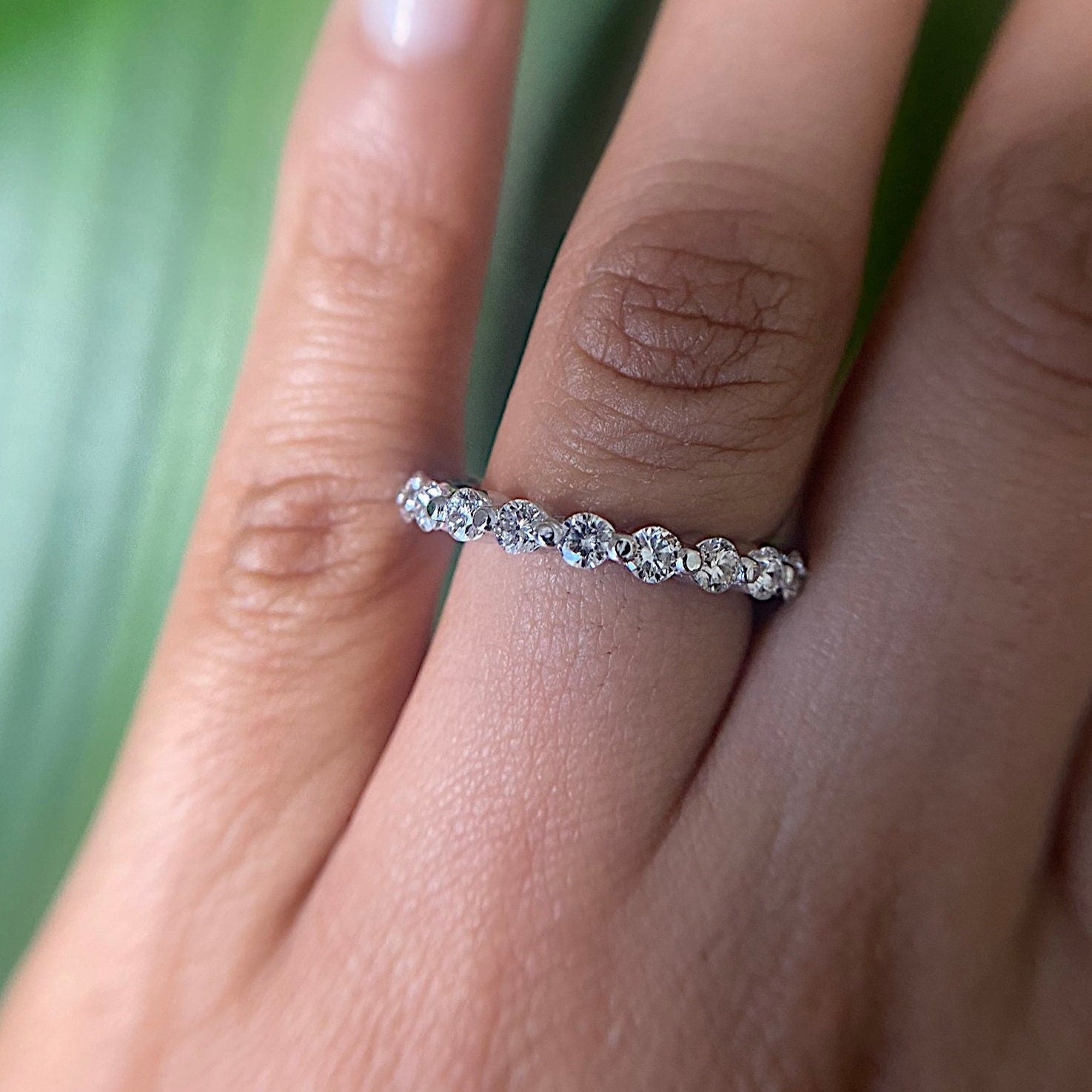 1.25 Carat 3/4 Way Single Prong Diamond Eternity Band