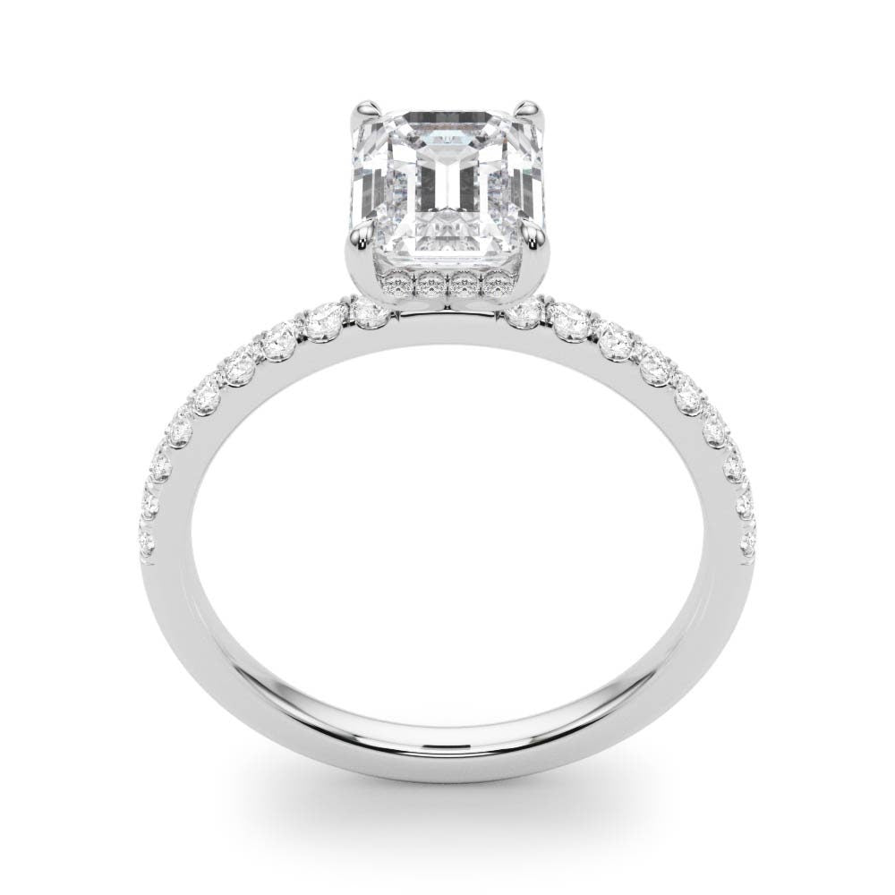 Emerald Cut Pavé & Prong Diamond Engagement Ring
