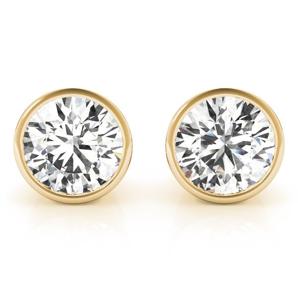 2 Carat Bezel Set Lab Grown Diamond Stud Earrings