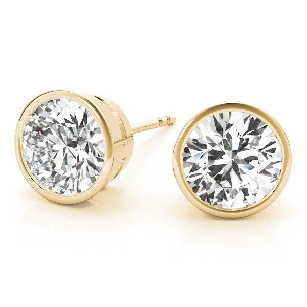 2 Carat Bezel Set Lab Grown Diamond Stud Earrings