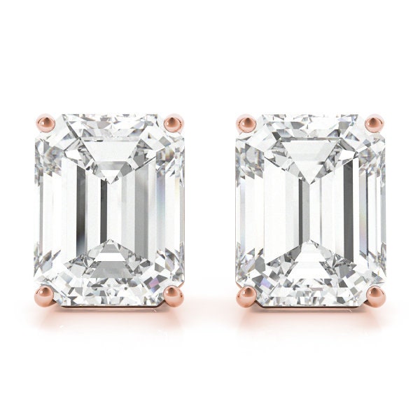 2 Carat Emerald Cut Lab Grown Diamond Stud Earrings
