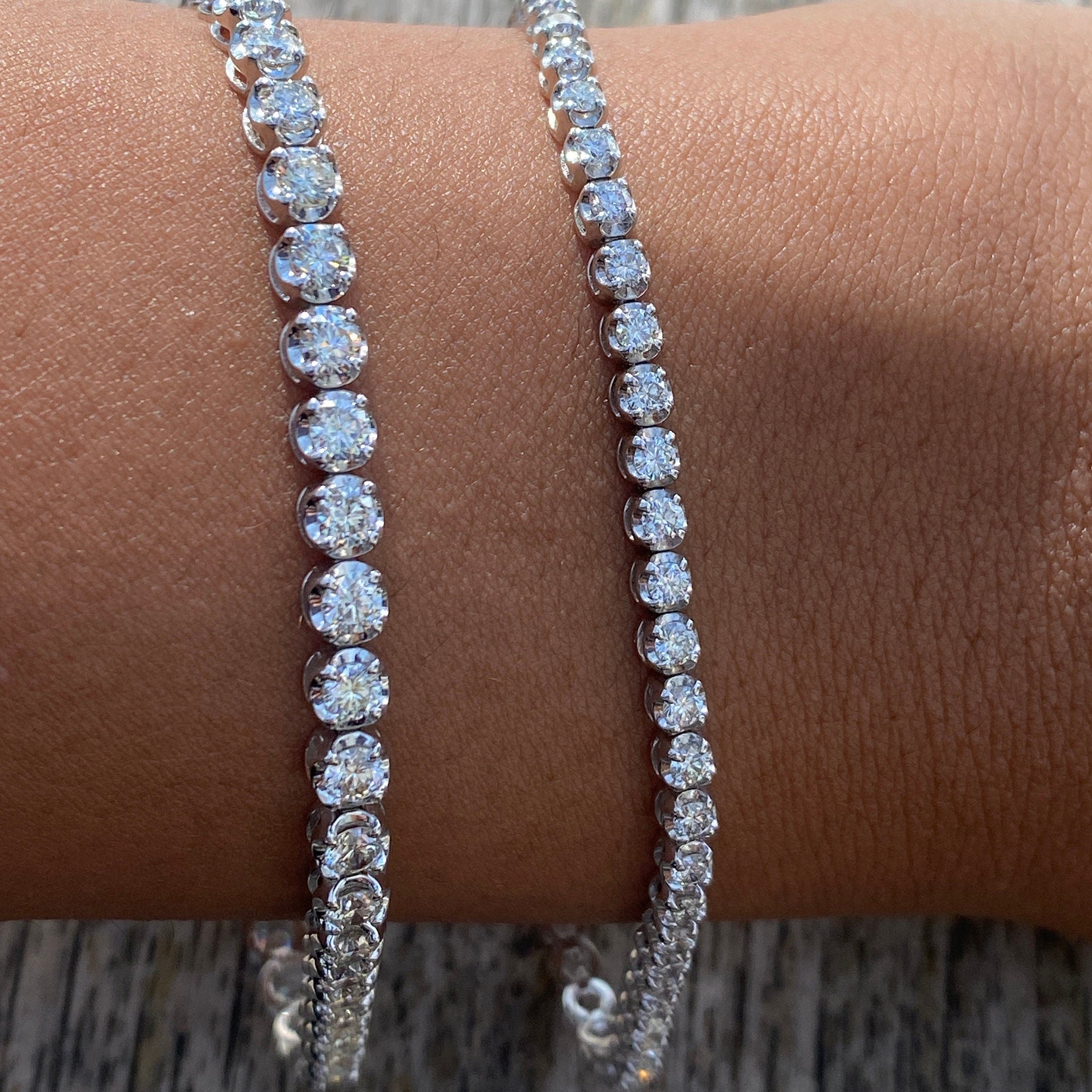5 Carat Crown Setting Round Lab Grown Diamond Tennis Bracelet