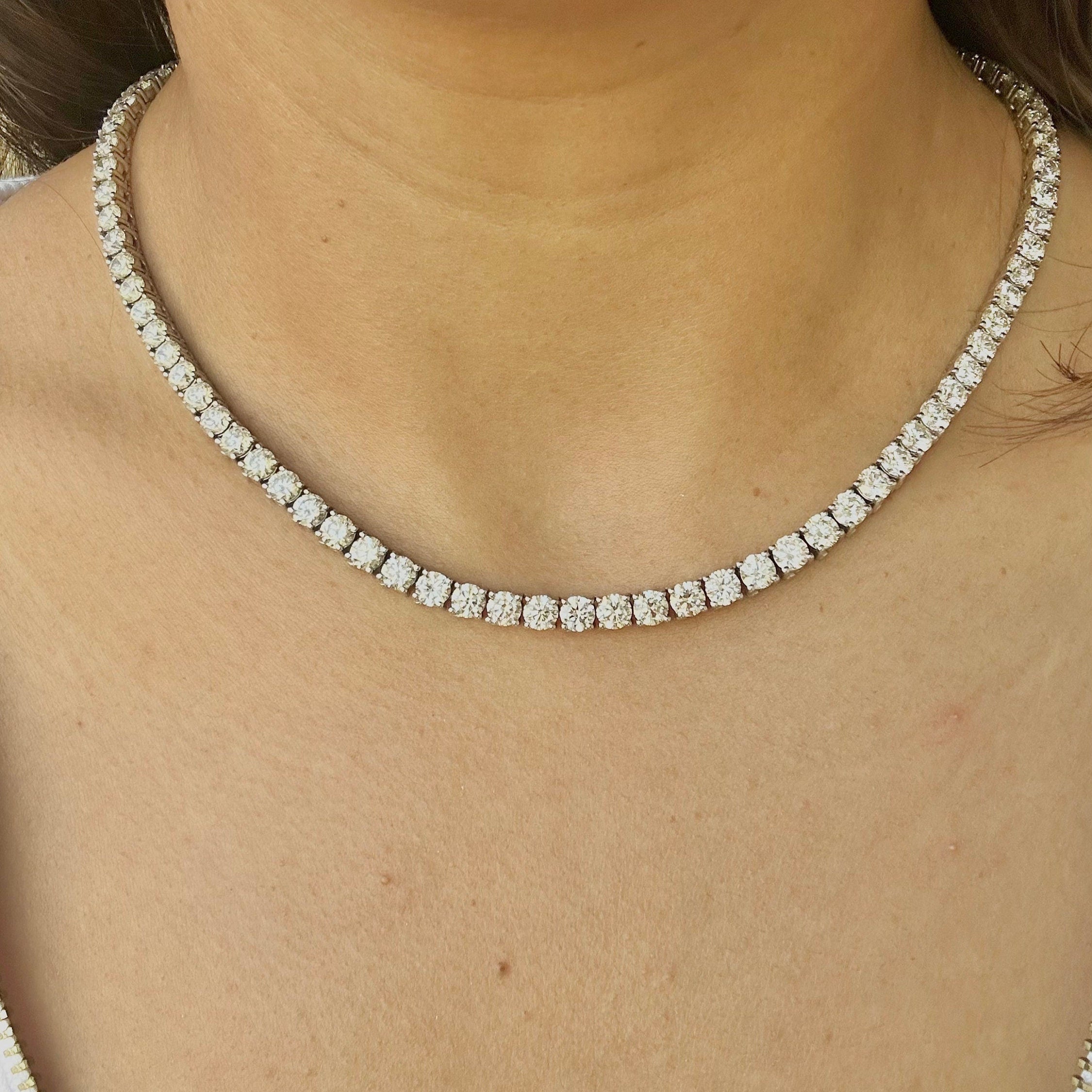 30 Carat Round Lab Grown Diamond Tennis Necklace