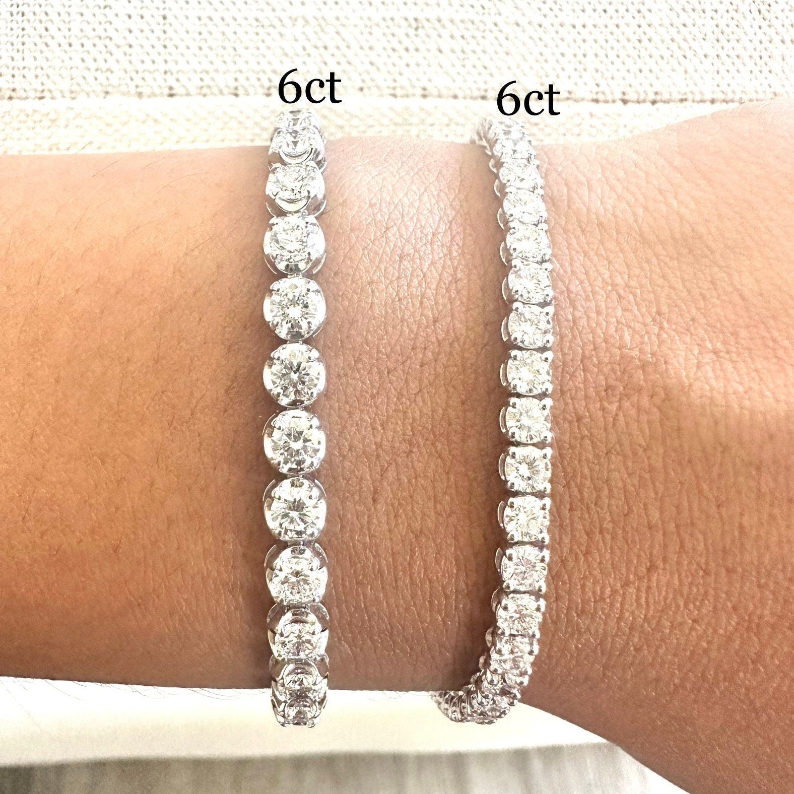 6 Carat Crown Setting Round Lab Grown Diamond Tennis Bracelet