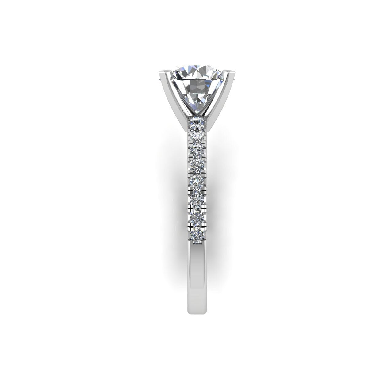 Round Diamond Engagement Ring With 1/2 Coverage Side Stones