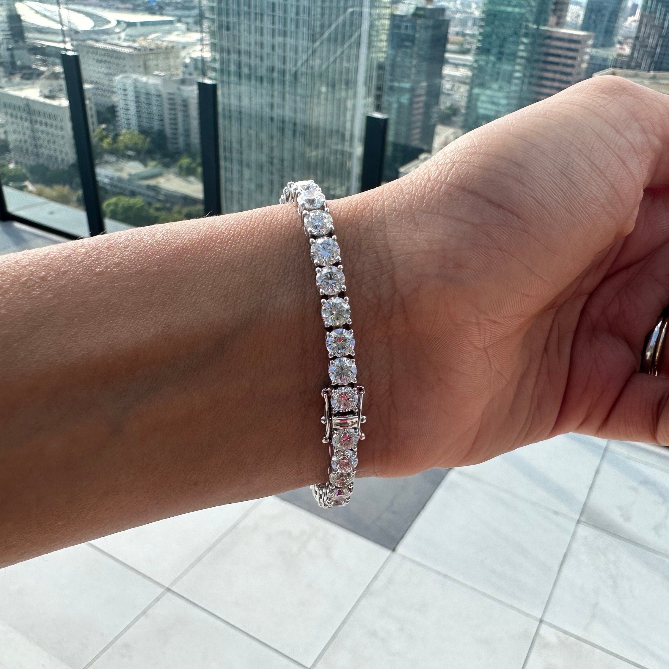 12 Carat Round Lab Grown Diamond Tennis Bracelet