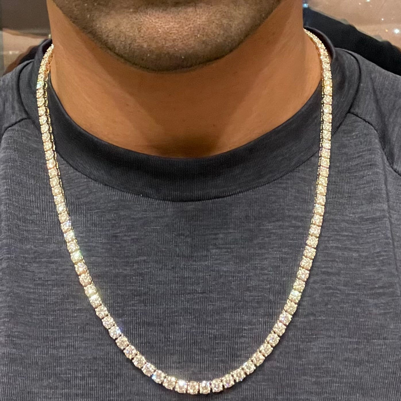 Men's 40 Carat Round Lab Grown Diamond Tennis Necklace