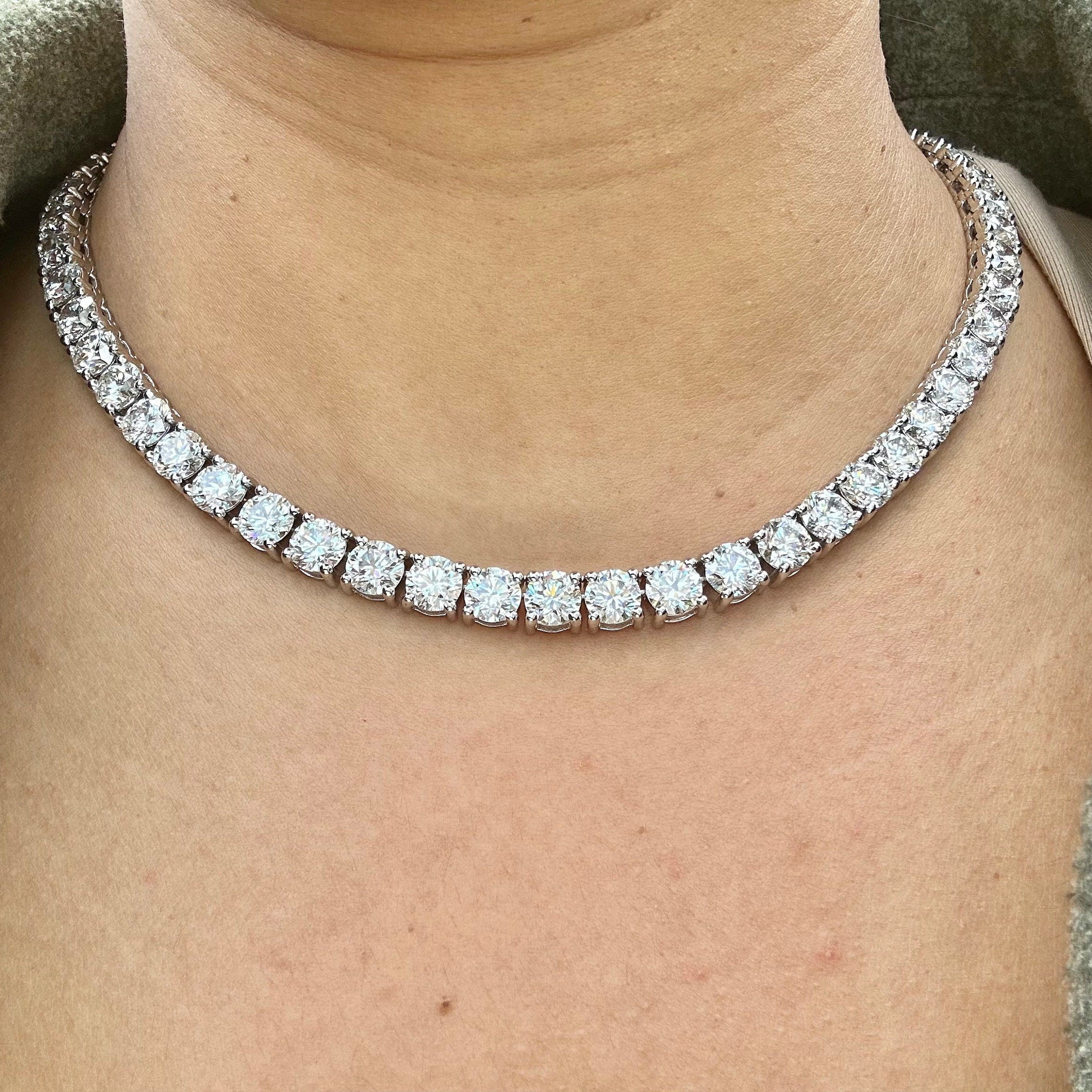 50 Carat Round Lab Grown Diamond Tennis Necklace