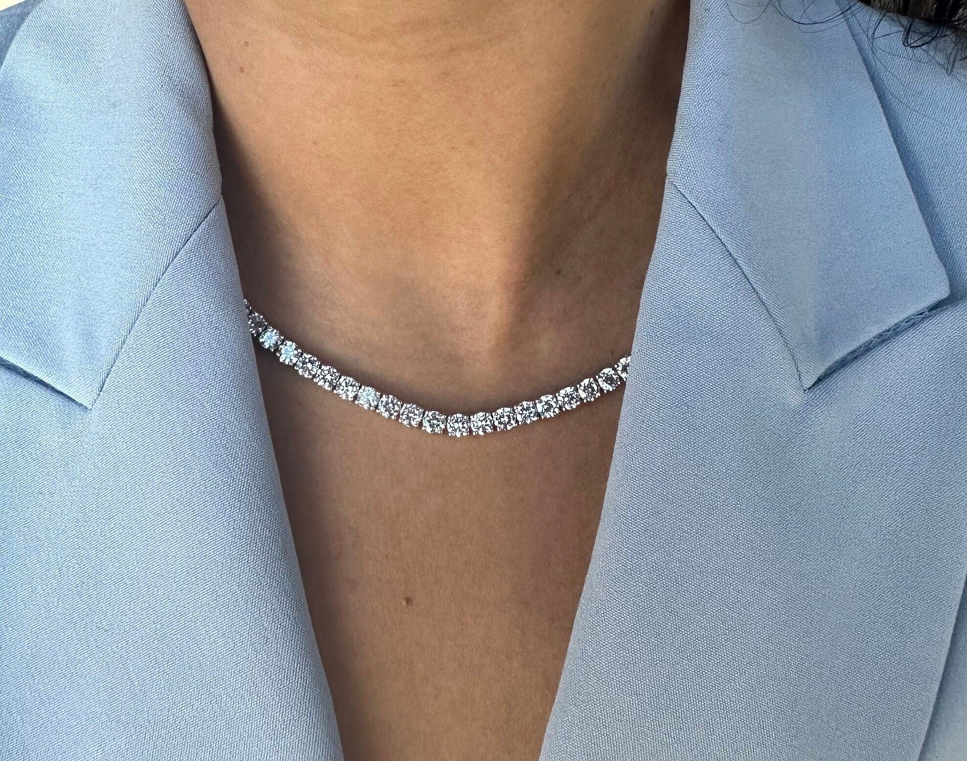 18 Carat Round Diamond Tennis Necklace