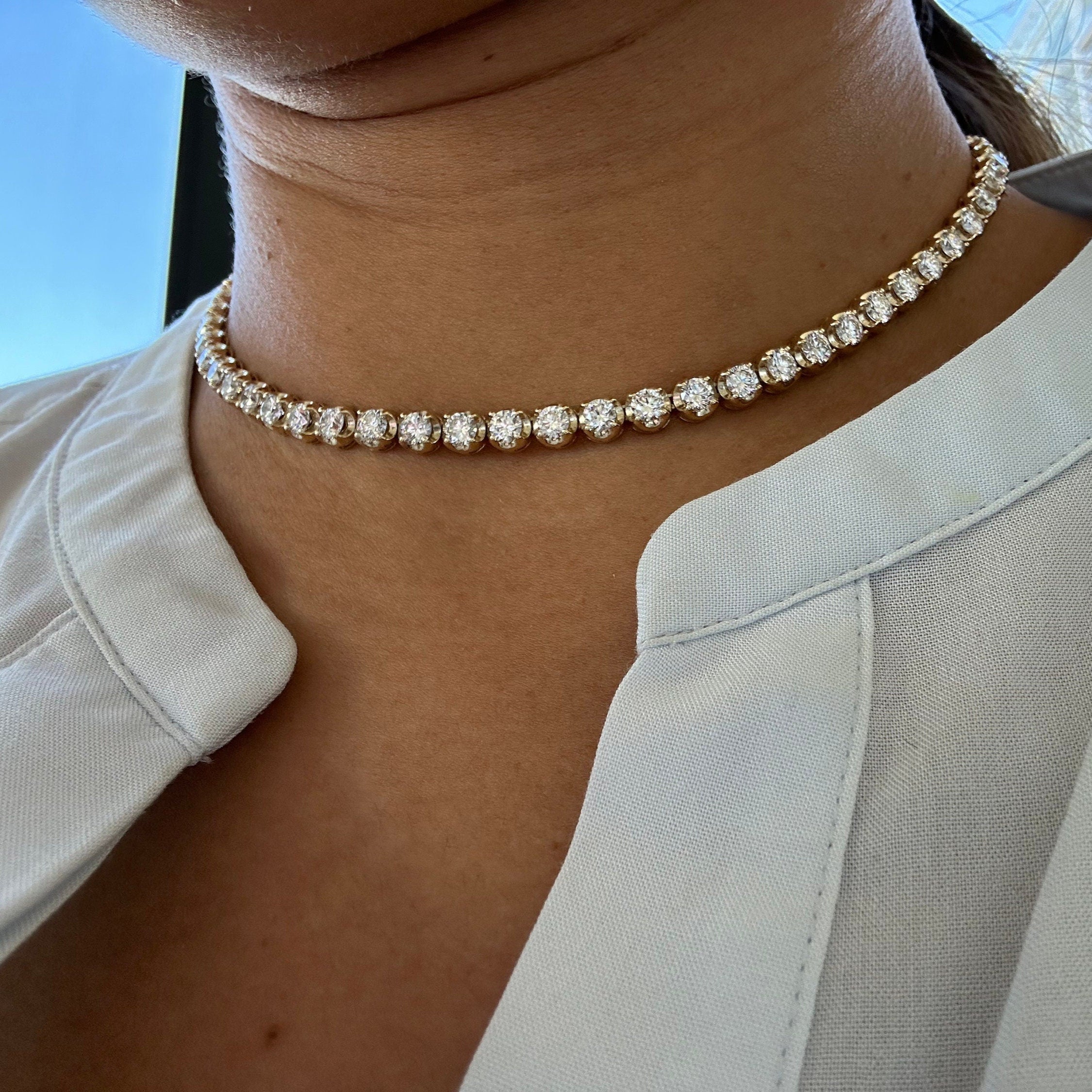 15 Carat Crown Lab Grown Diamond Tennis Necklace