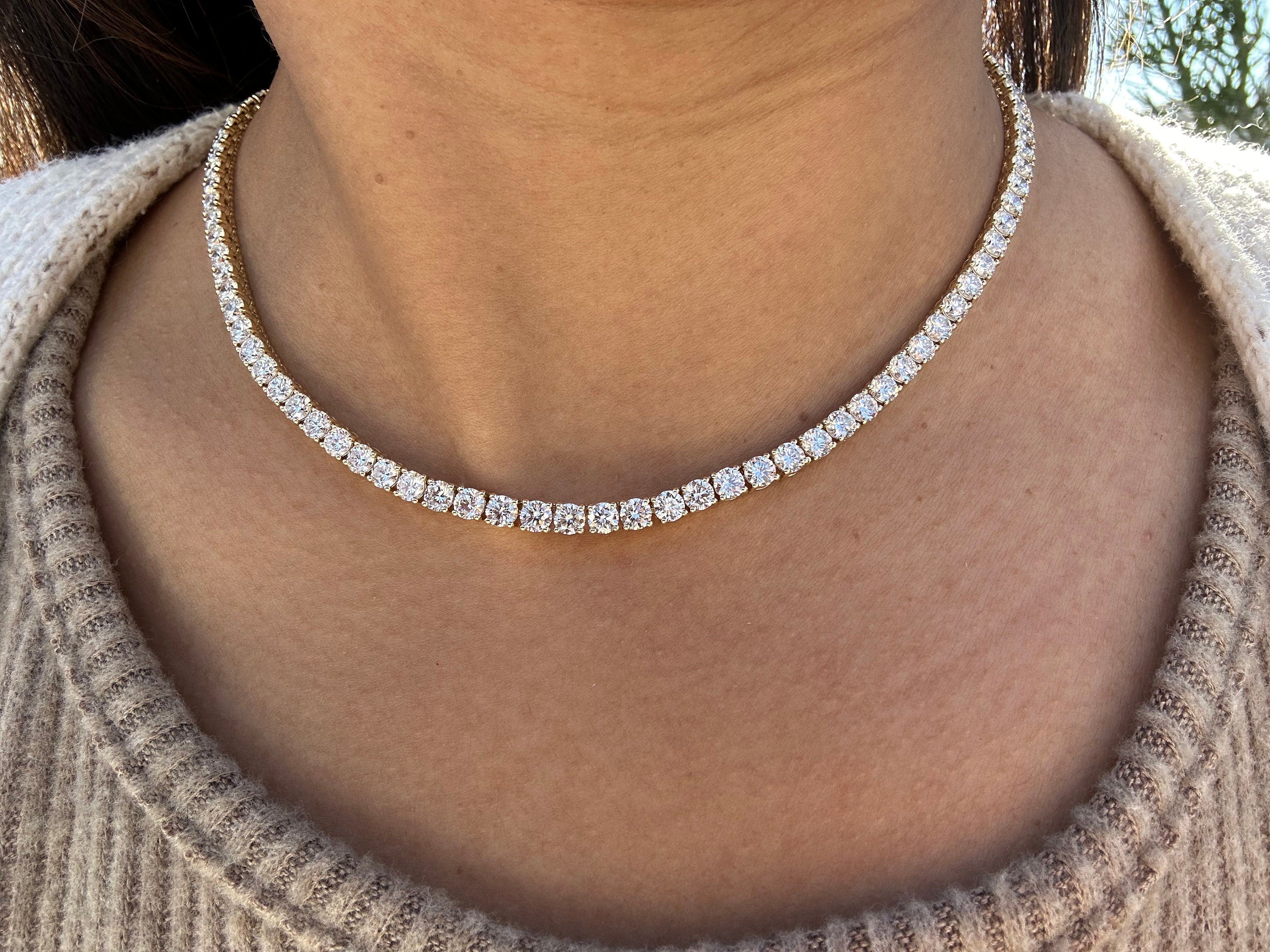 Round Diamond Tennis Necklace