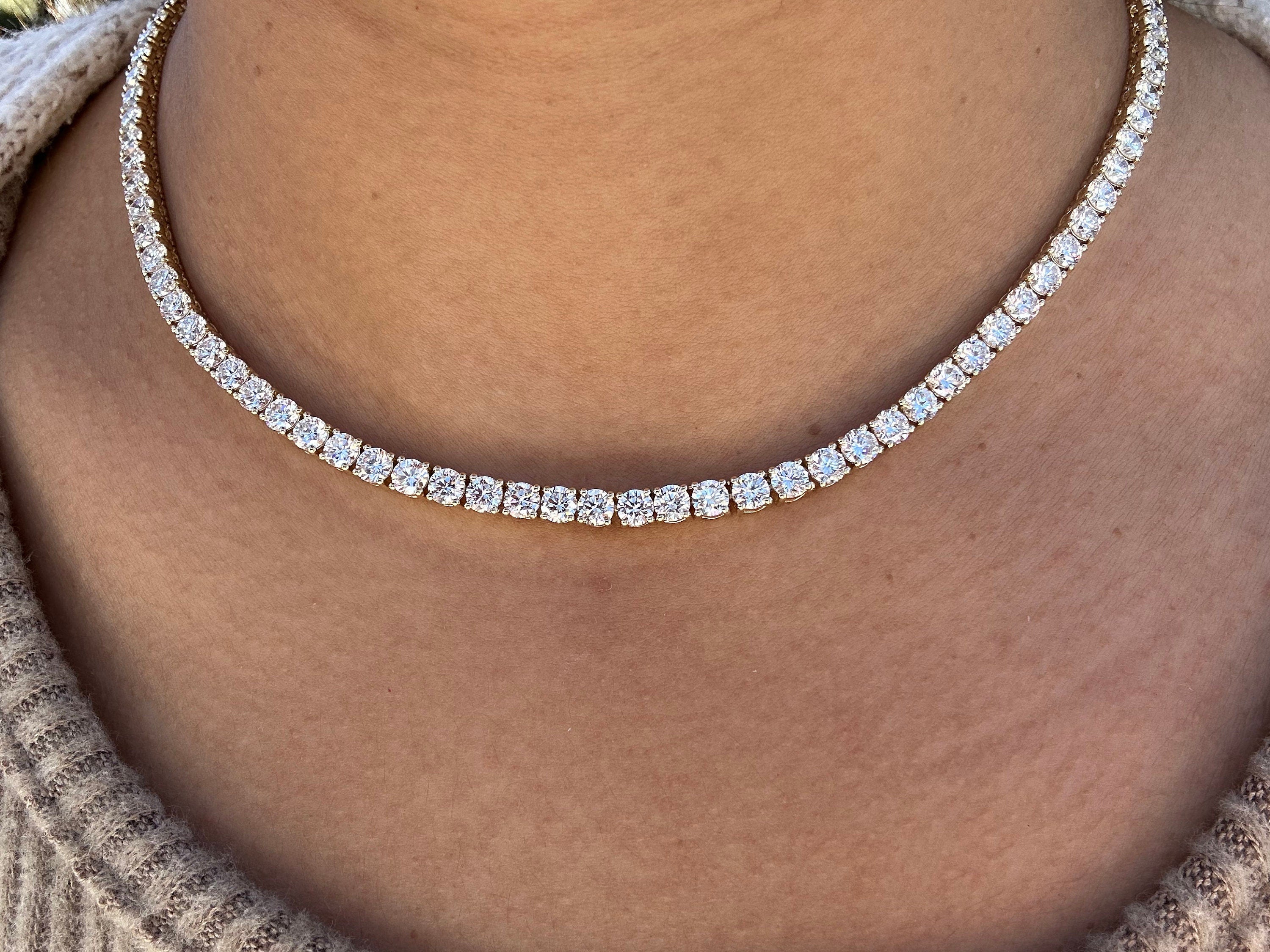 Round Diamond Tennis Necklace