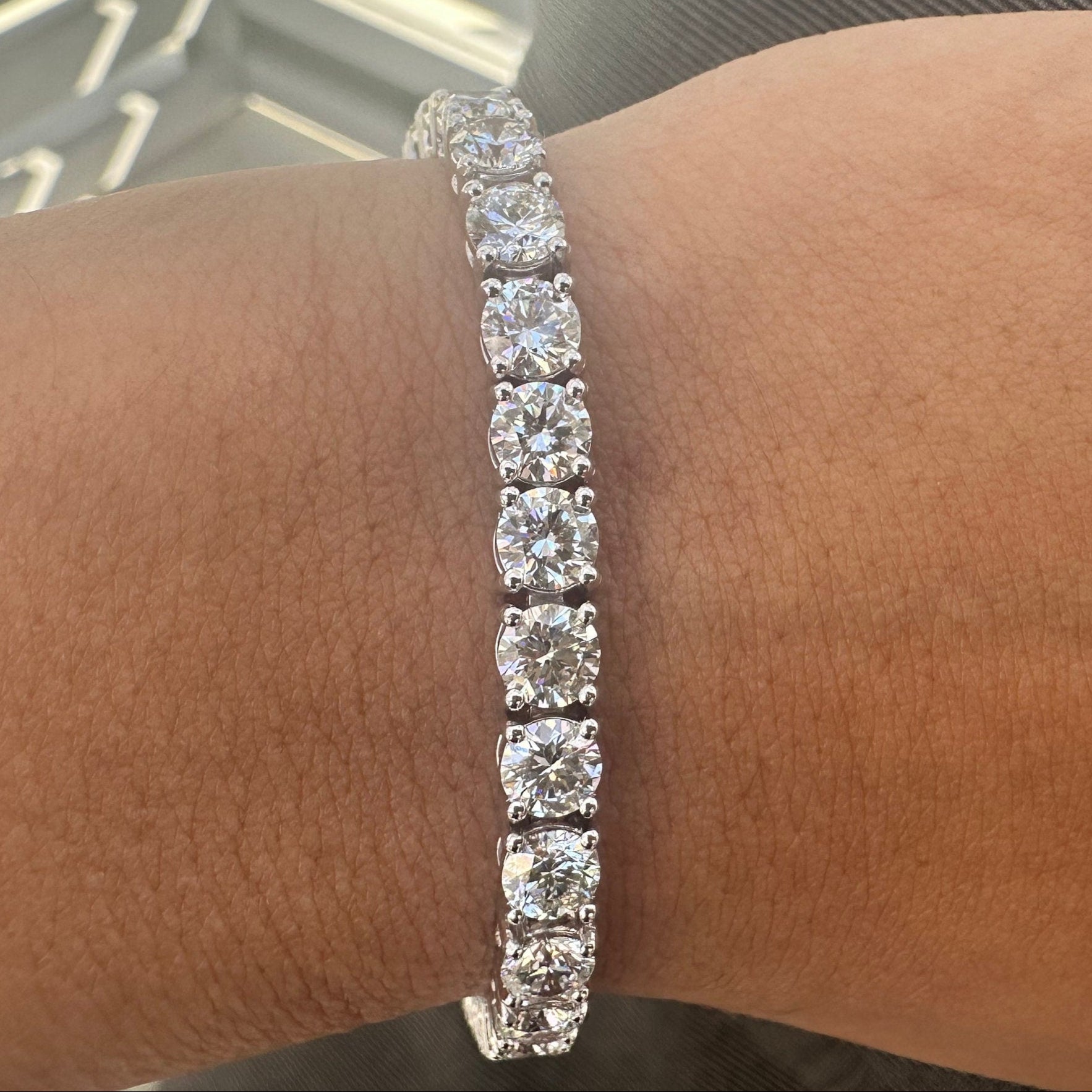 15 Carat Round Lab Grown Diamond Tennis Bracelet