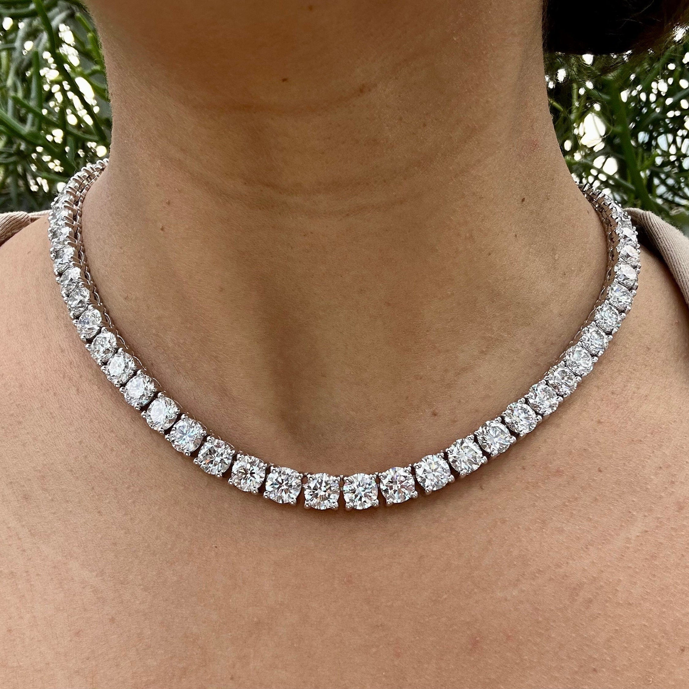 50 Carat Round Lab Grown Diamond Tennis Necklace