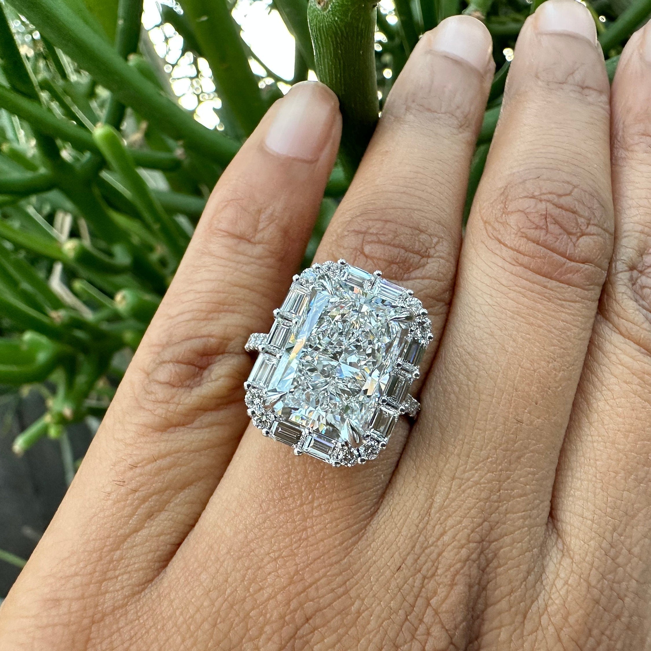 Radiant Cut Halo Solitaire Diamond Engagement Ring