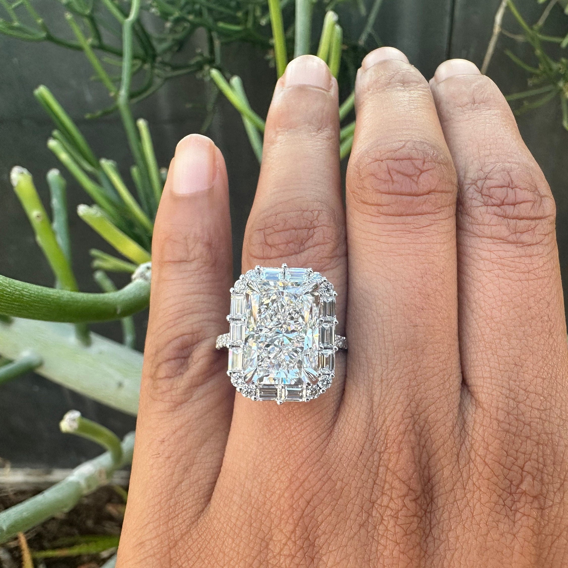 Radiant Cut Halo Solitaire Diamond Engagement Ring