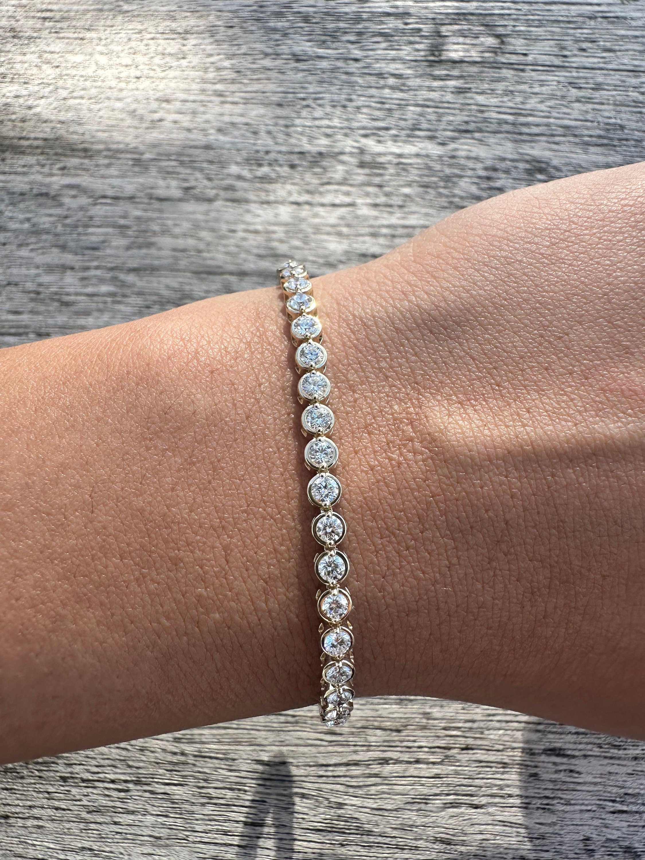 14K Yellow Gold Bezel Set Diamond Tennis Bracelet