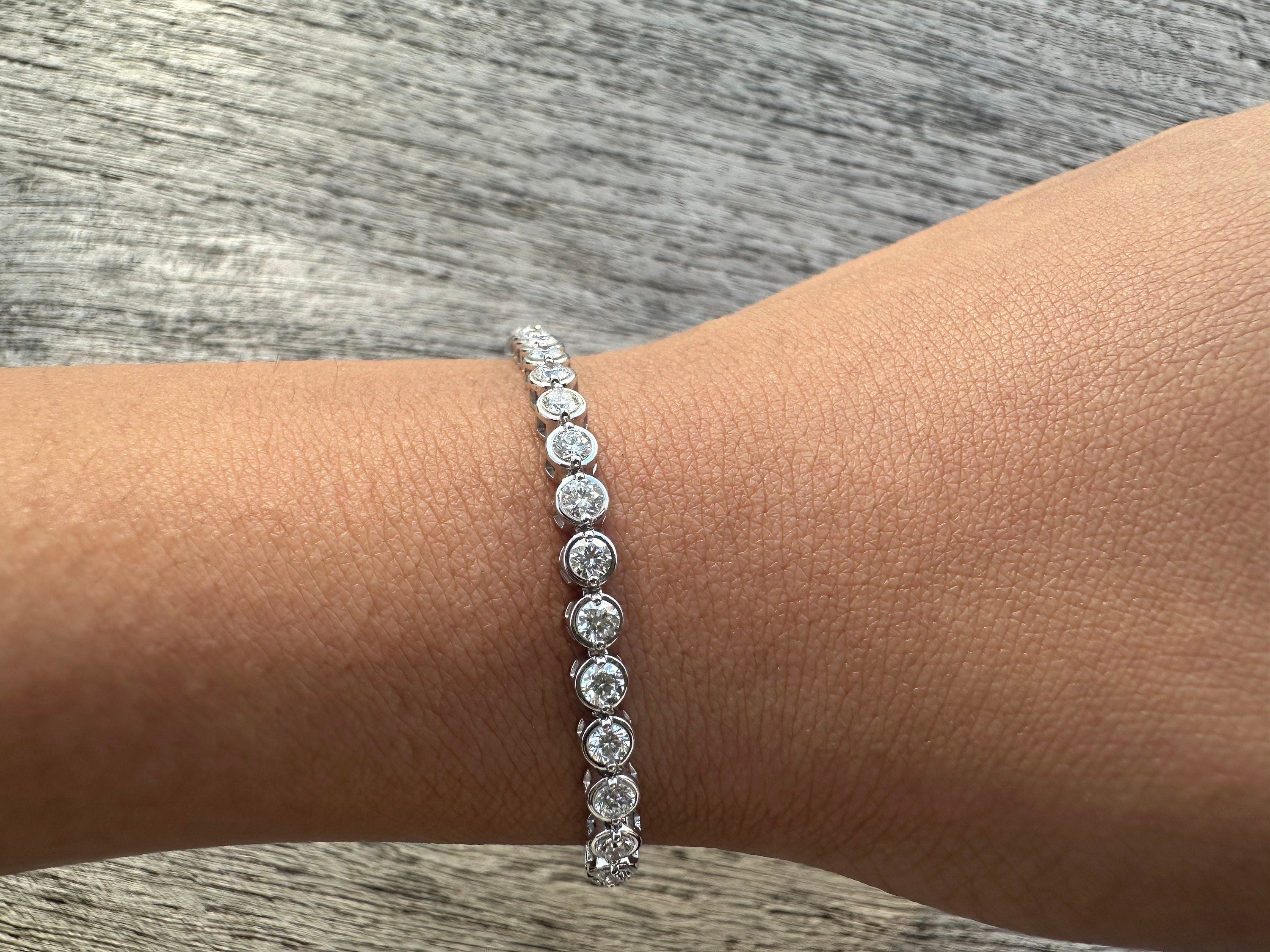 3 Carat 14K White Gold Diamond Bezel Bracelet