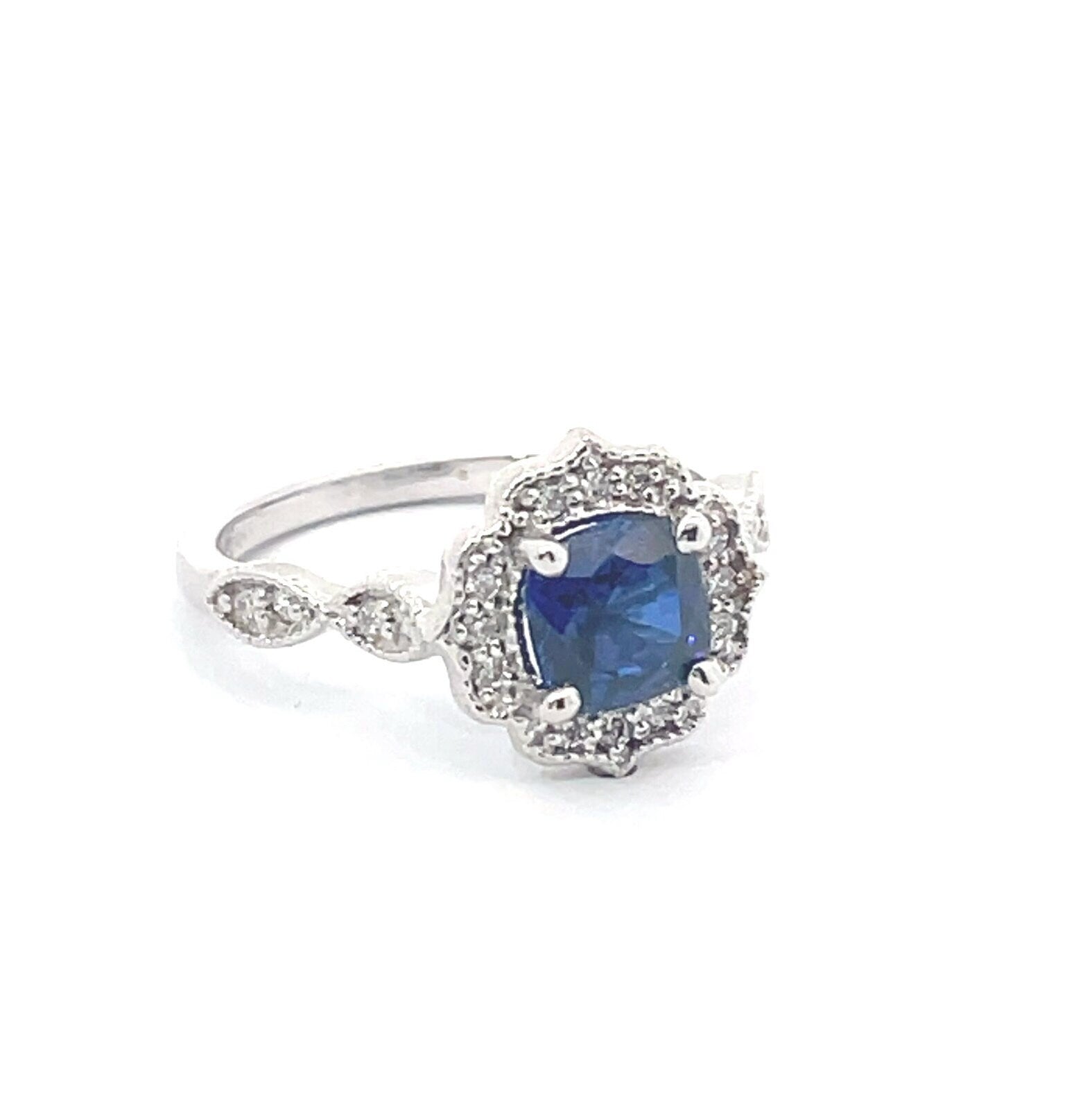 Art Deco Sapphire & Diamond Engagement Ring - 3 ct
