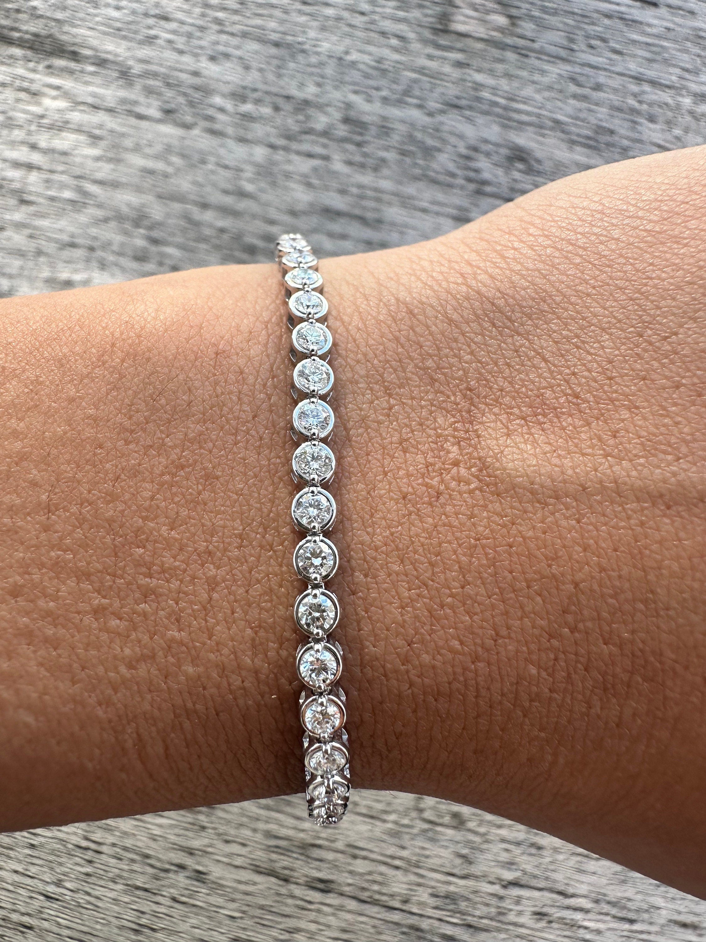 3 Carat 14K White Gold Diamond Bezel Bracelet