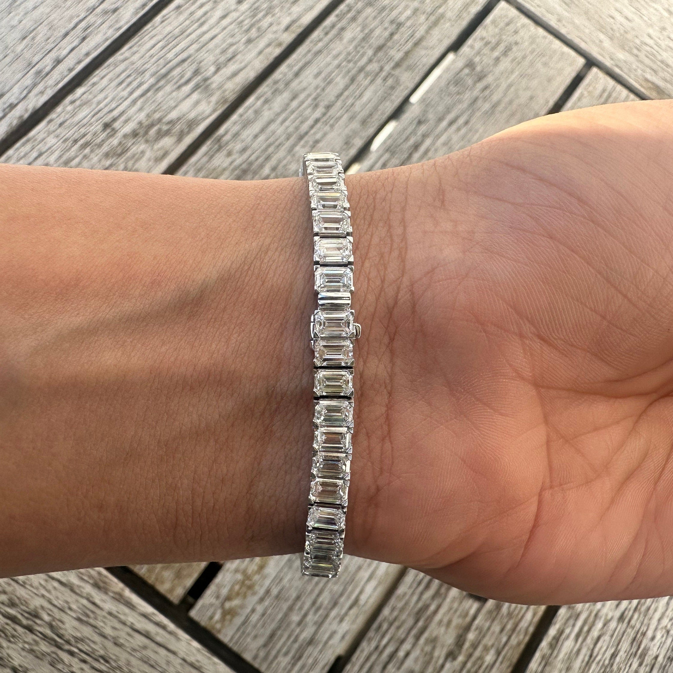 14 Carat Emerald Cut Lab Grown Diamond Bracelet