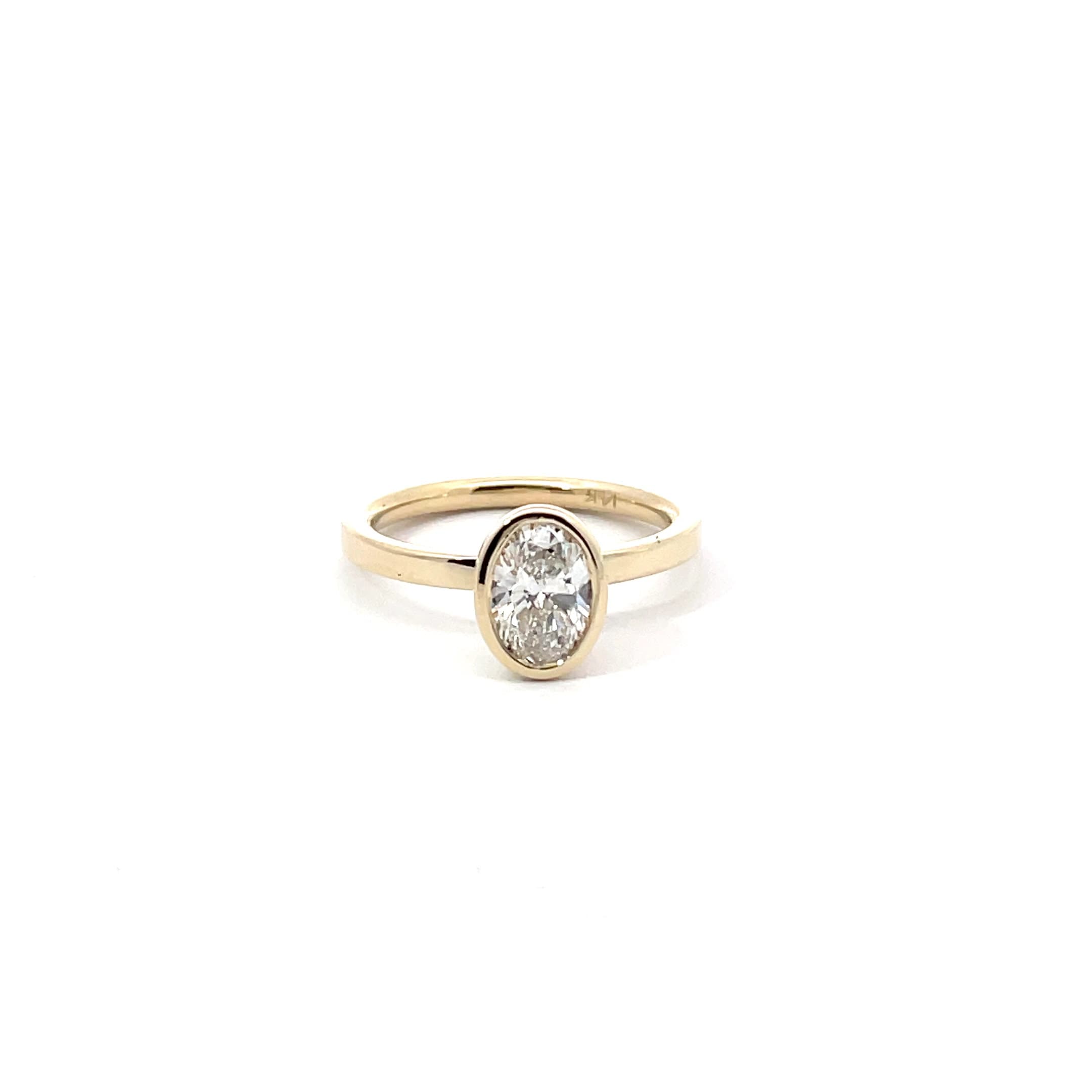 Oval Bezel Set Diamond Engagement Ring