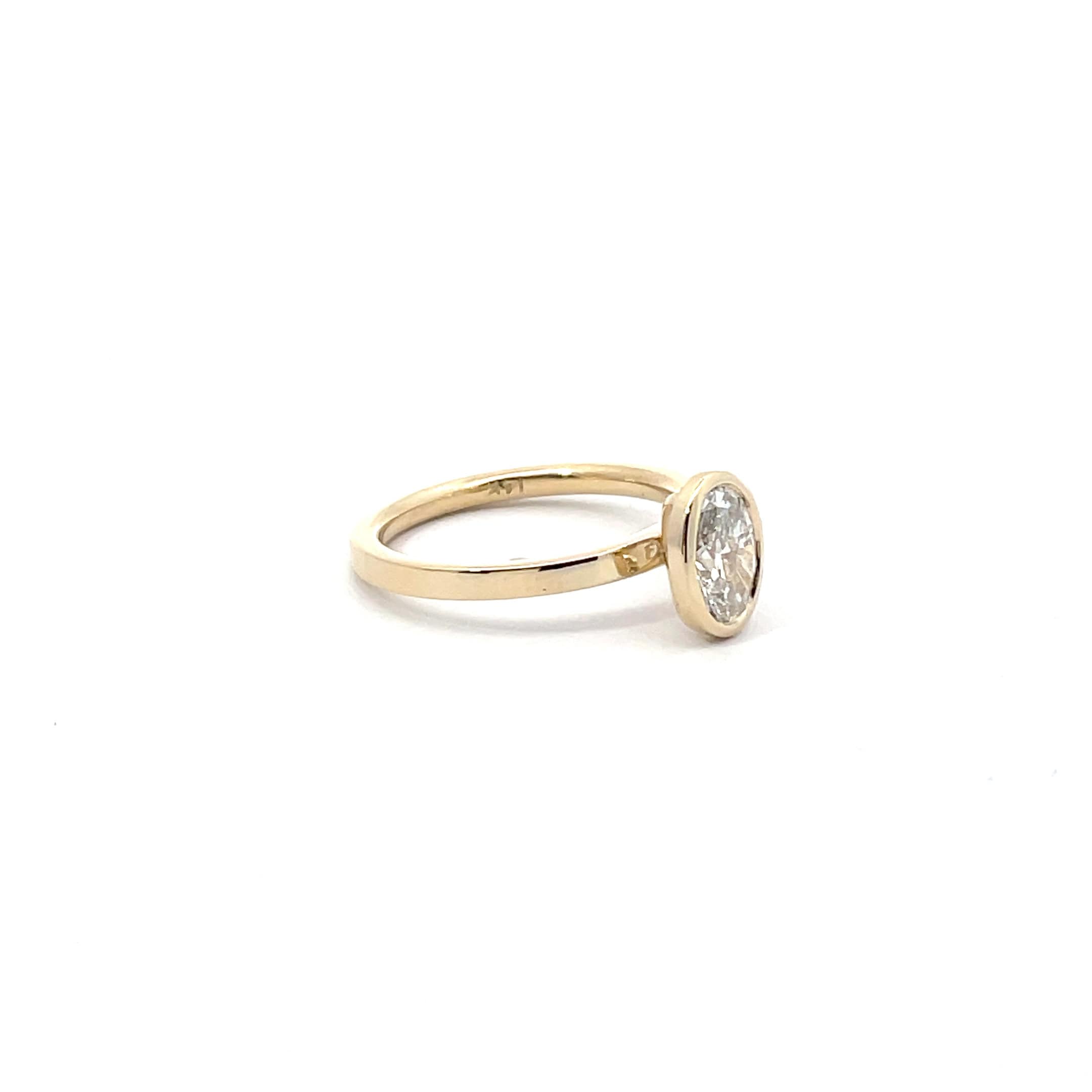 Oval Bezel Set Diamond Engagement Ring