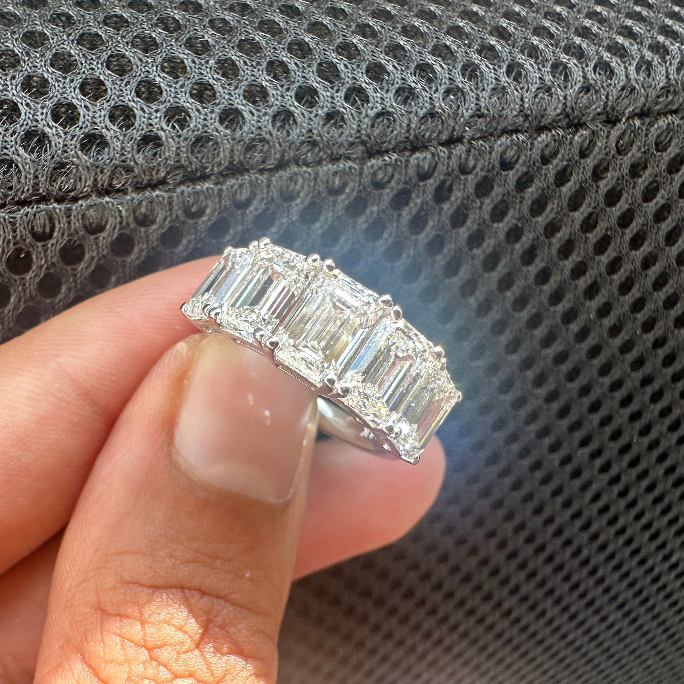 4.5 Carat 5 Stone Graduated Emerald Cut Diamond Eternity Band