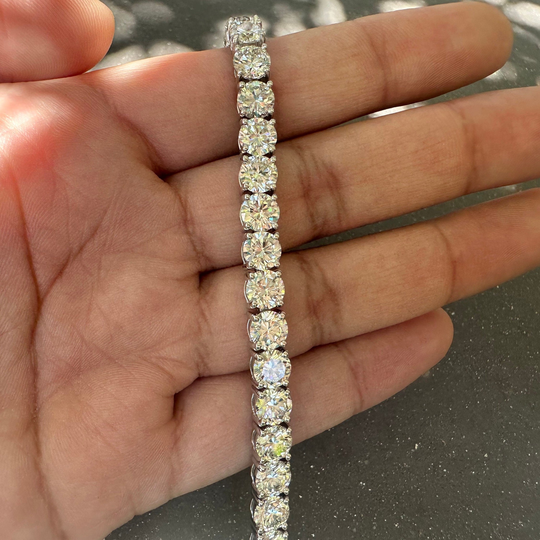 20 Carat Round Lab Grown Diamond Tennis Bracelet