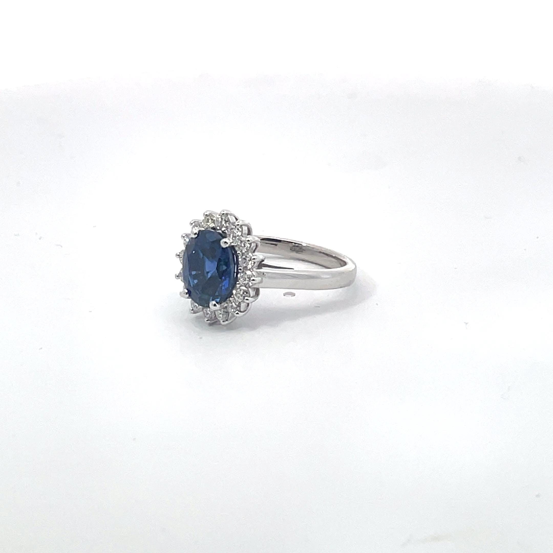 Oval Sapphire & Diamond Engagement Ring - 3 ct