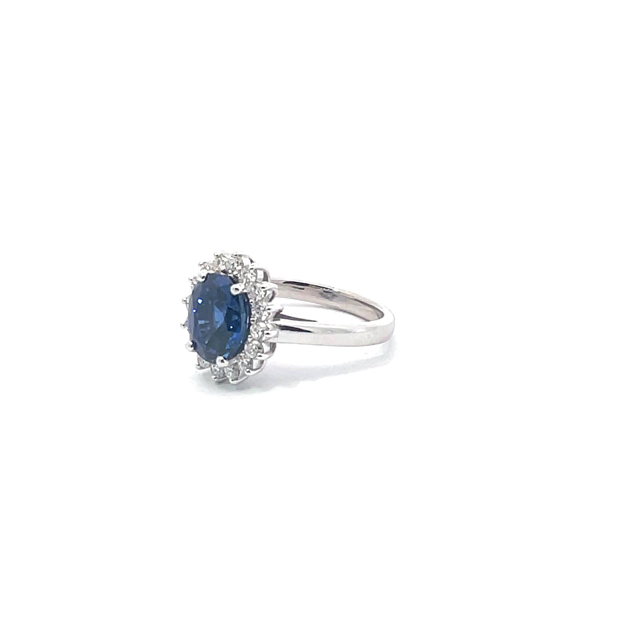 Oval Sapphire & Diamond Engagement Ring - 3 ct