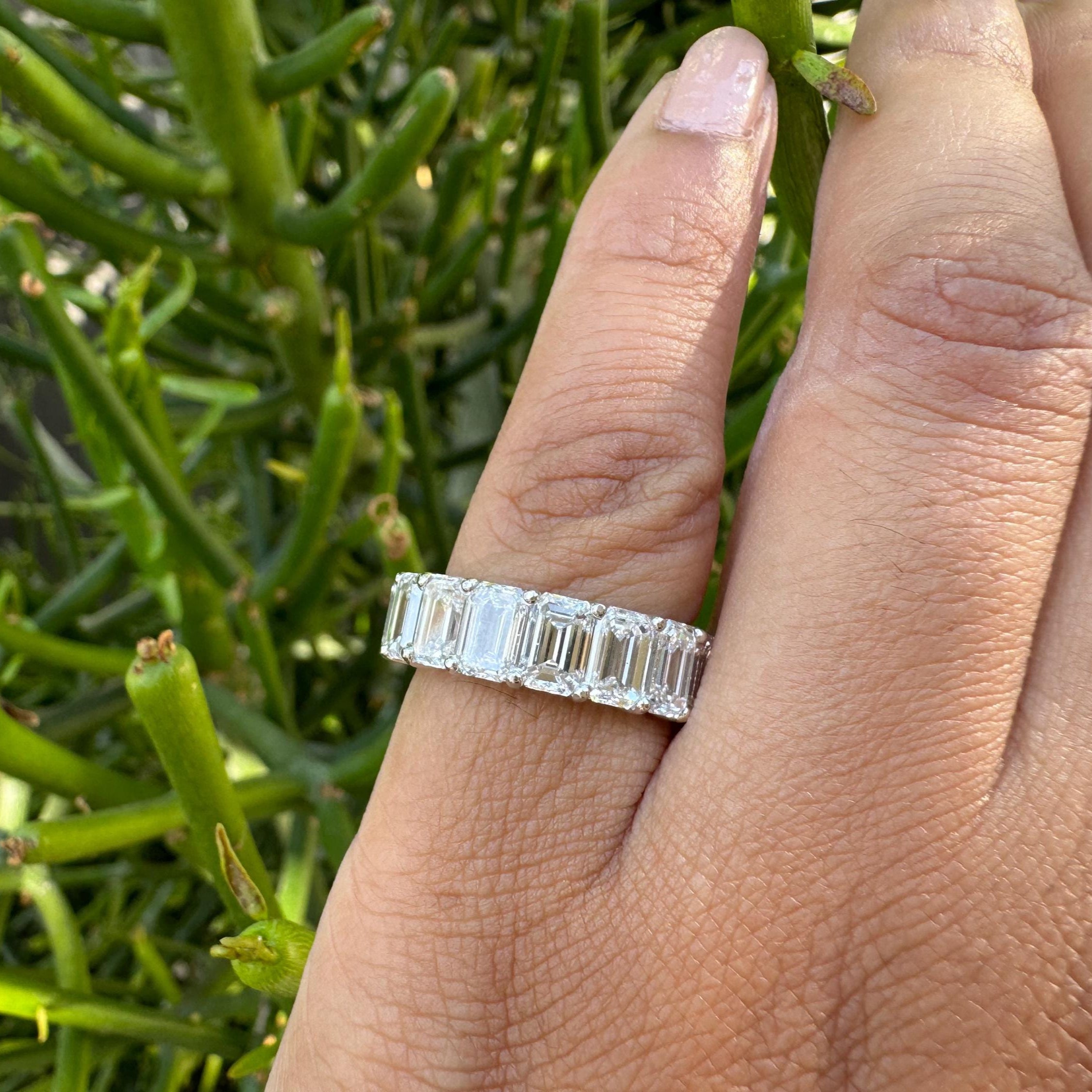 8 Carat Emerald Cut Diamond Eternity Band
