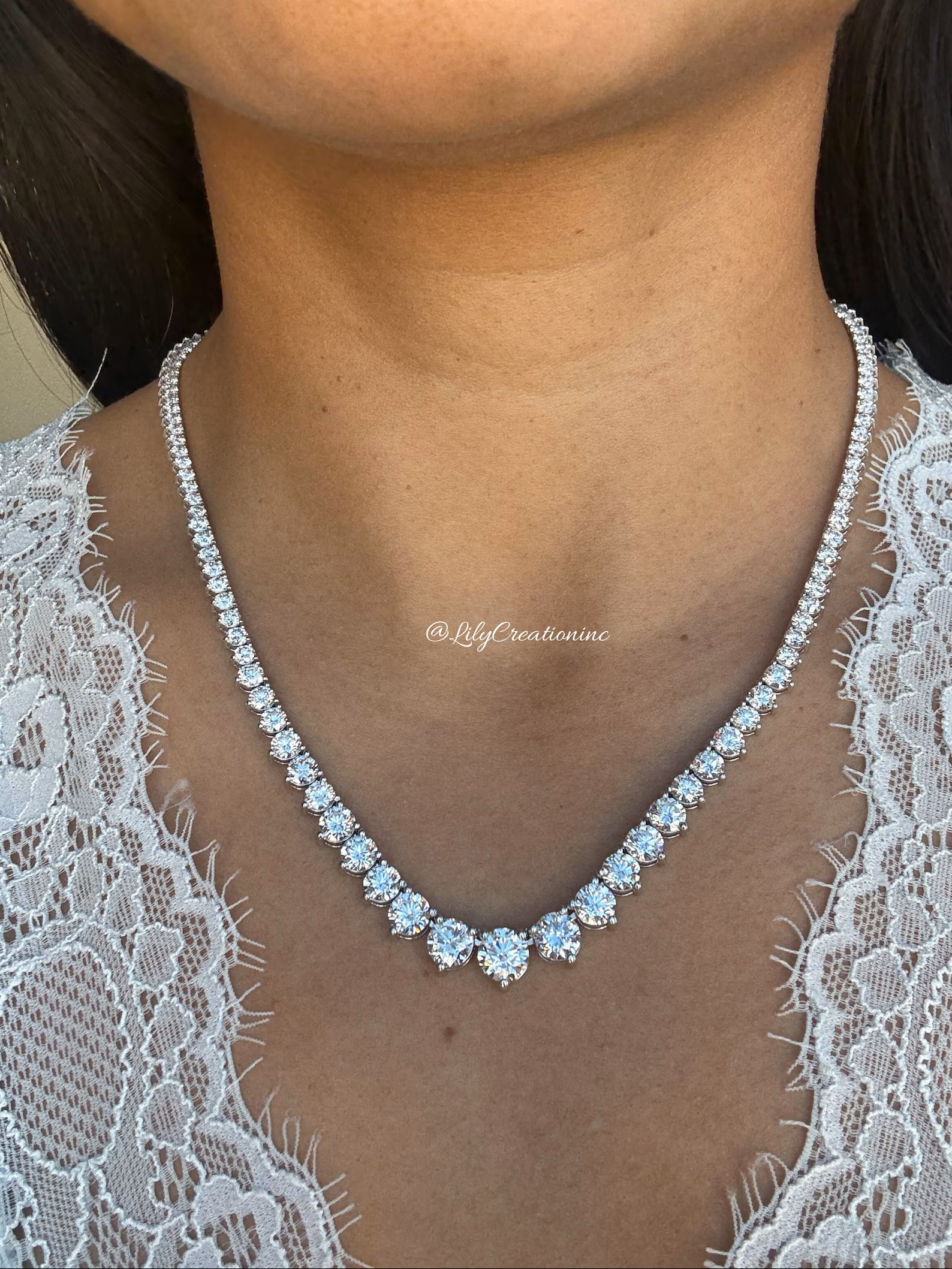27 Carat Round Graduated Diamond Necklace