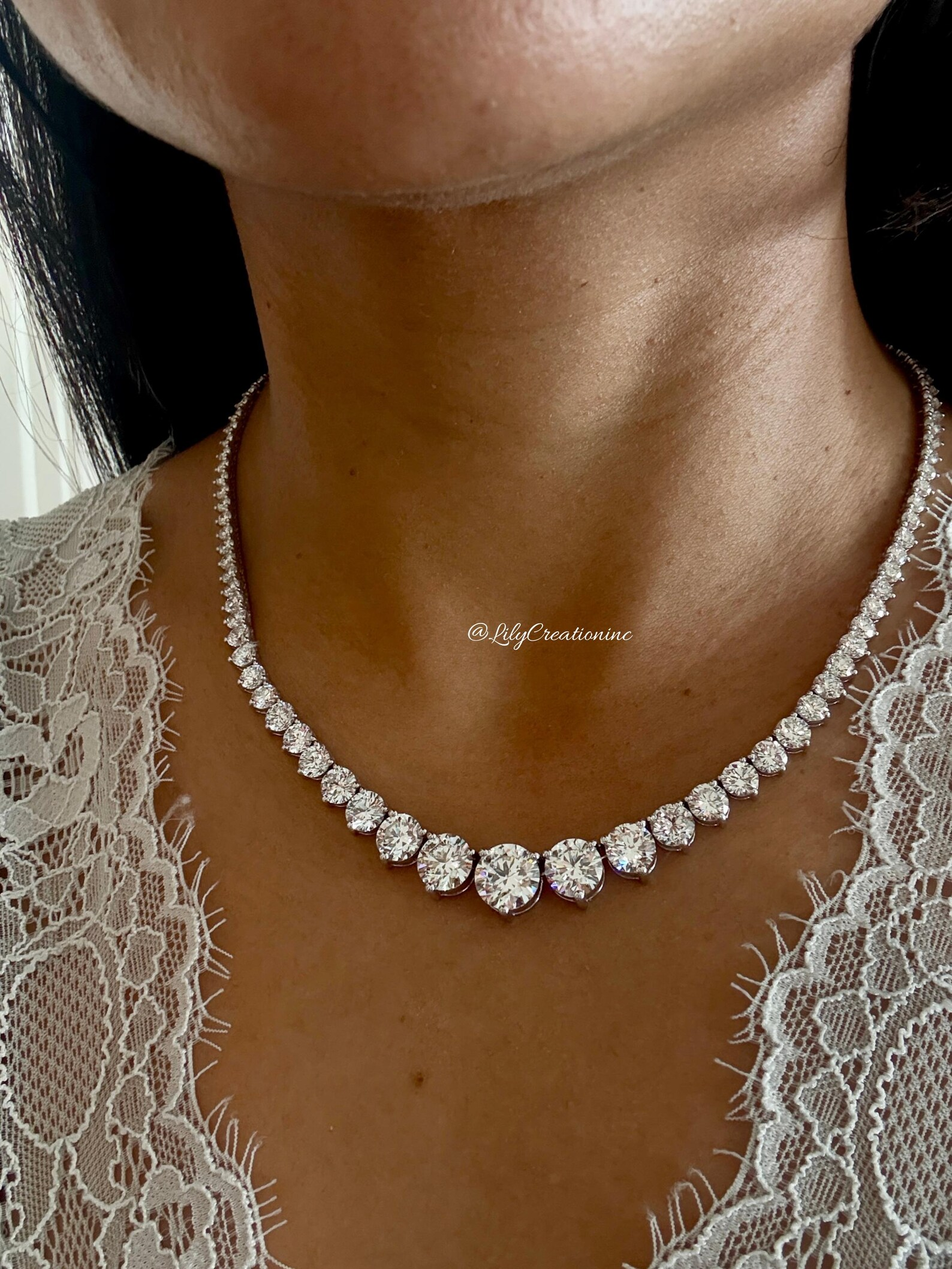 27 Carat Round Graduated Diamond Necklace