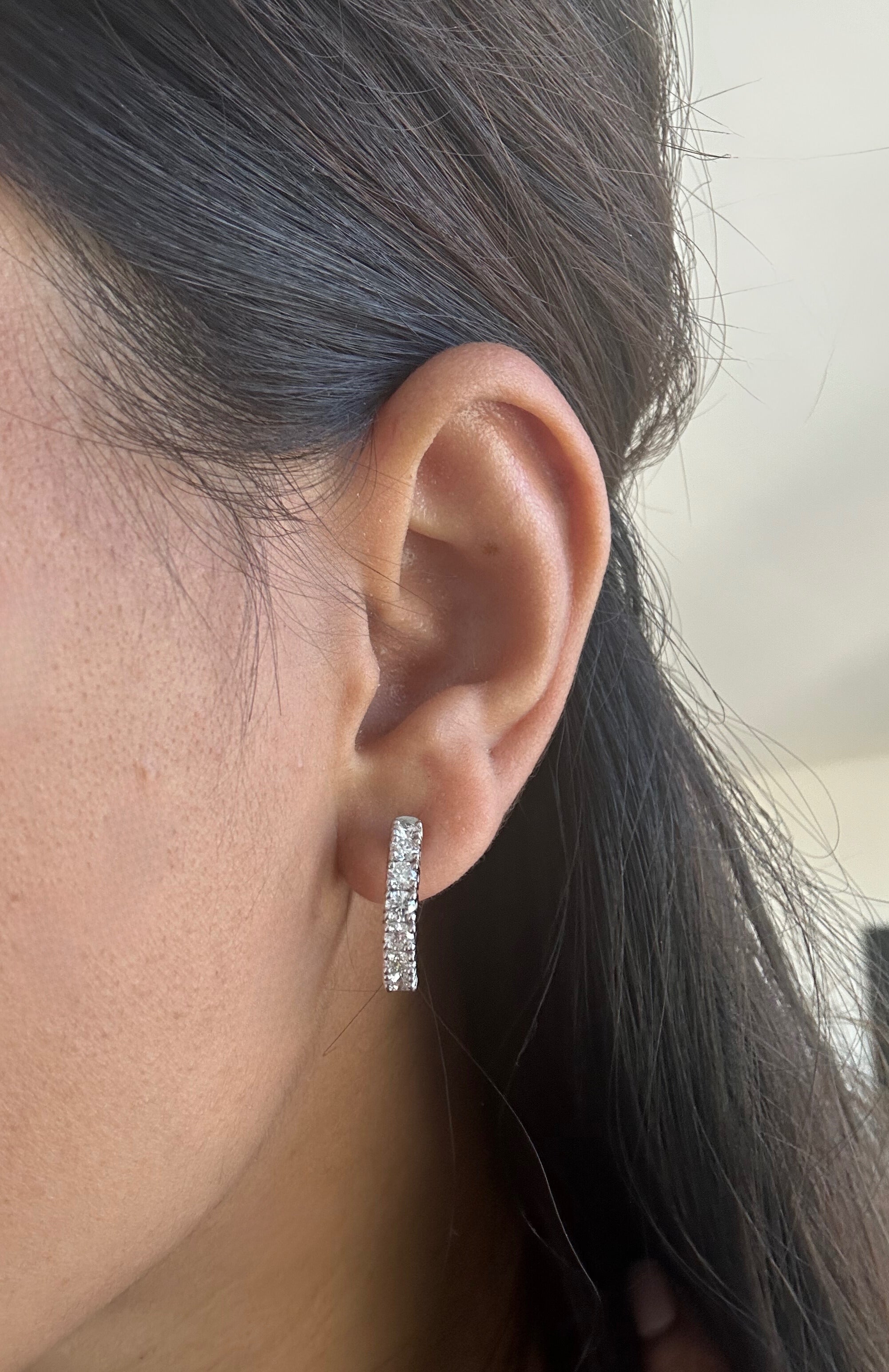 1 Carat Lab Grown Diamond Huggie Earrings