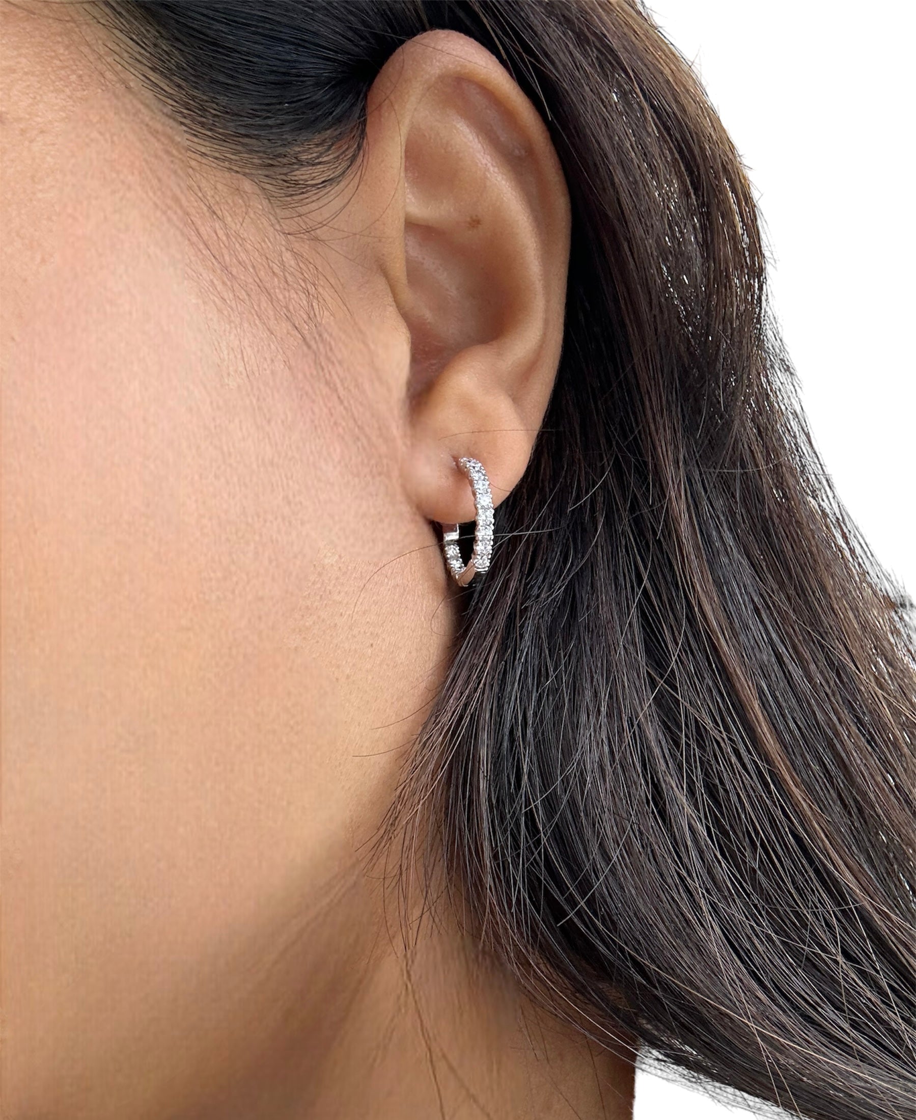 1 Carat Lab Grown Diamond Huggie Earrings