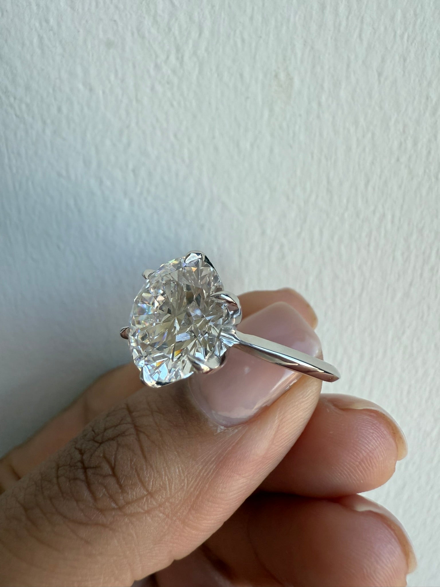 Round Big Solitaire Lab Grown Diamond Engagement Ring