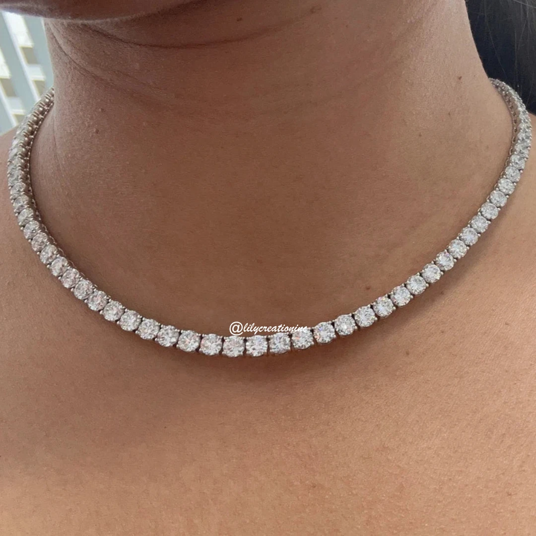 Round Diamond Tennis Necklace