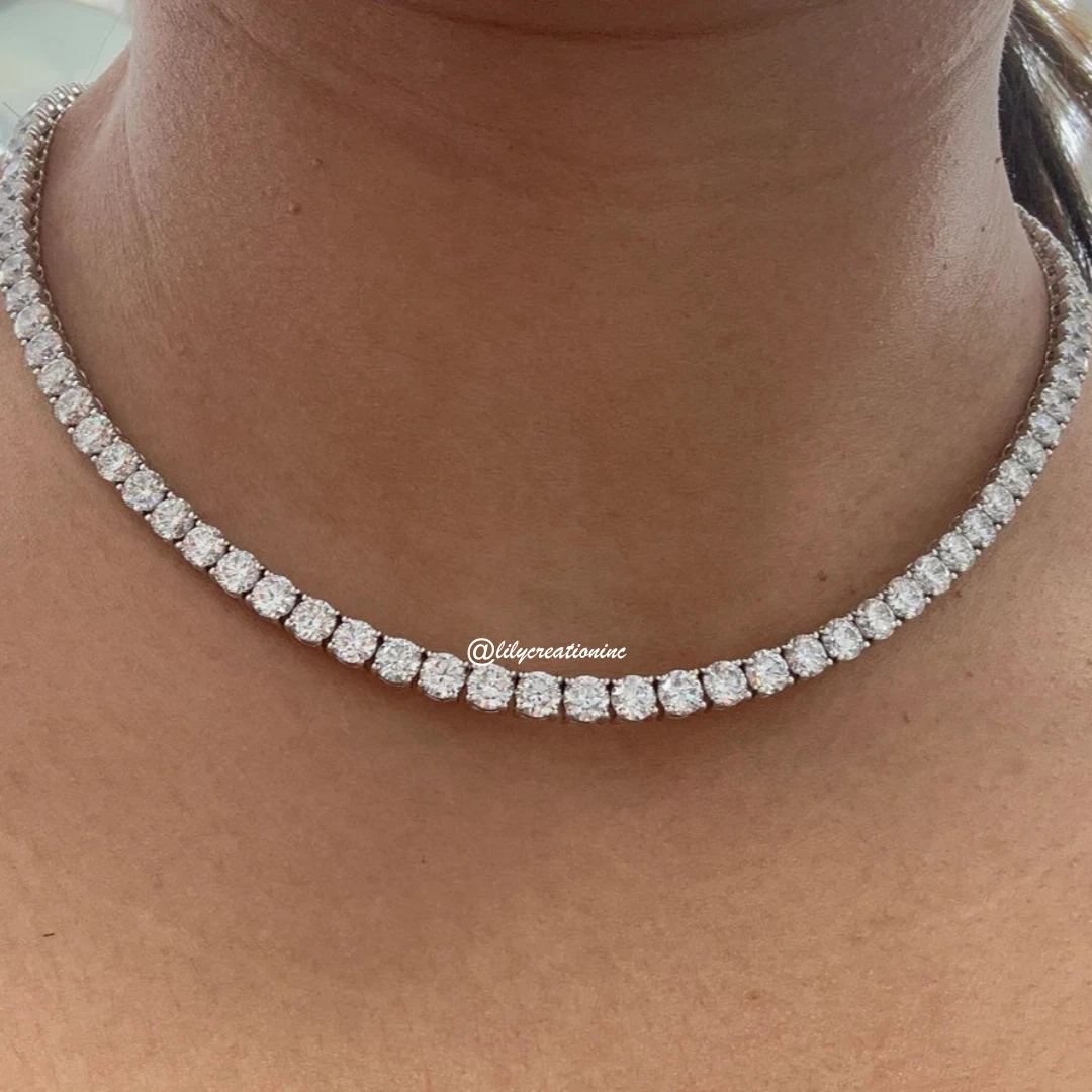 Round Diamond Tennis Necklace