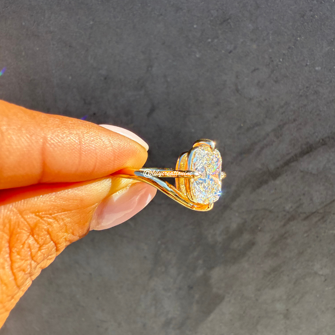 Cushion Cut Solitaire Diamond Engagement Ring With Bypass Band