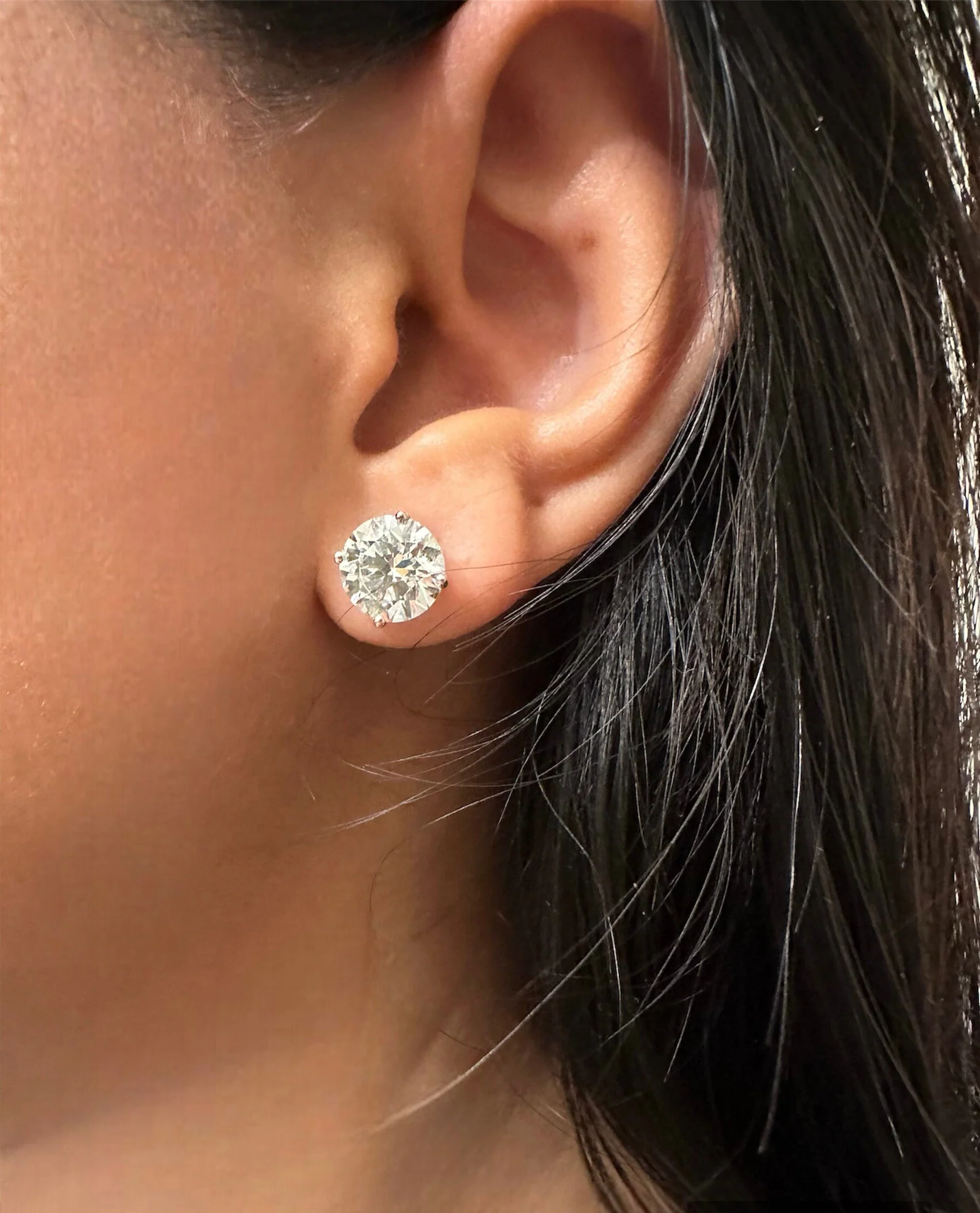 4 Prong 10 Carat Round Stud Lab Grown Diamond Earrings
